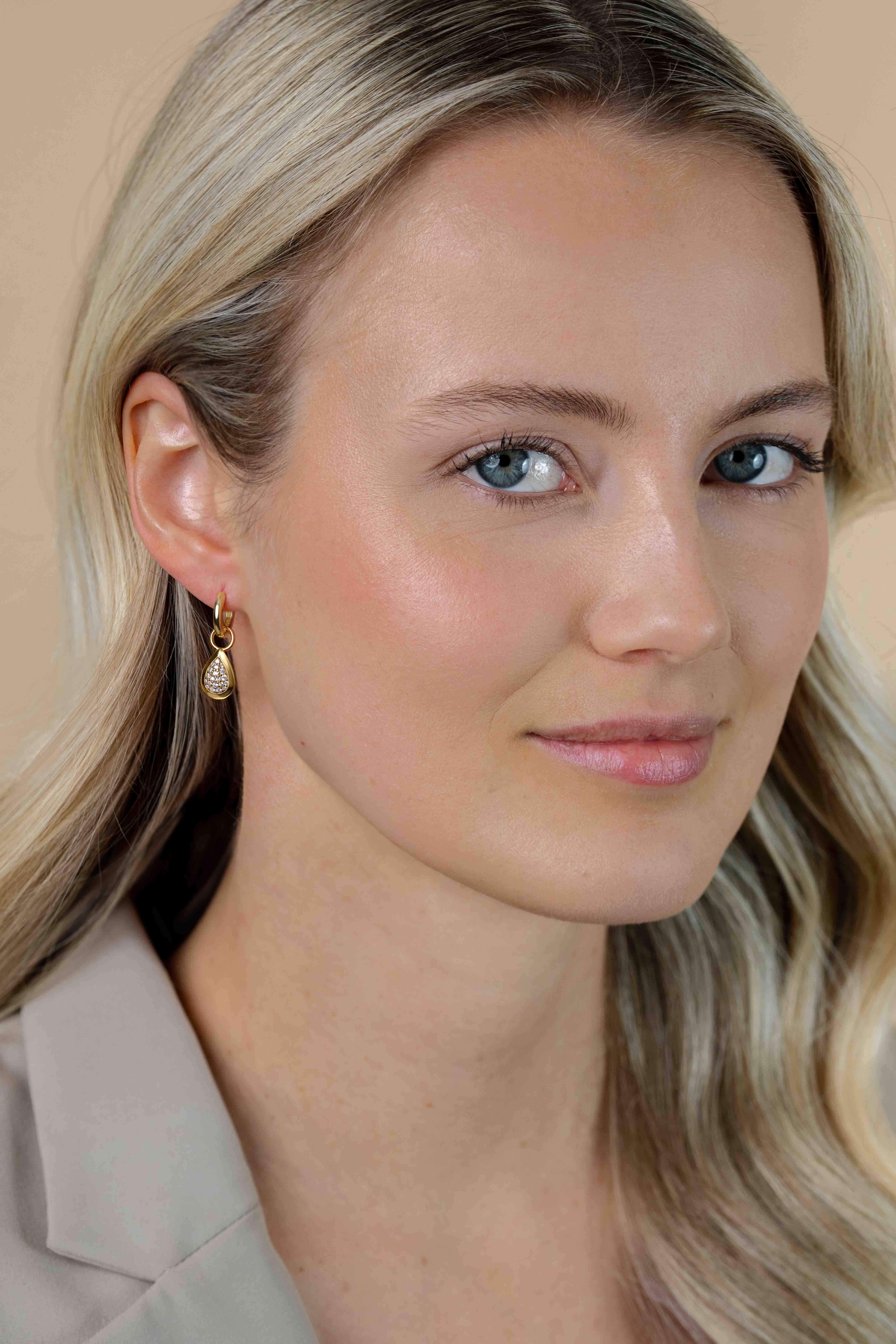 ZINZI Gold Plated Sterling Silver Earrings Pendants Drop White ZICH1768G (excl. hoop earrings)