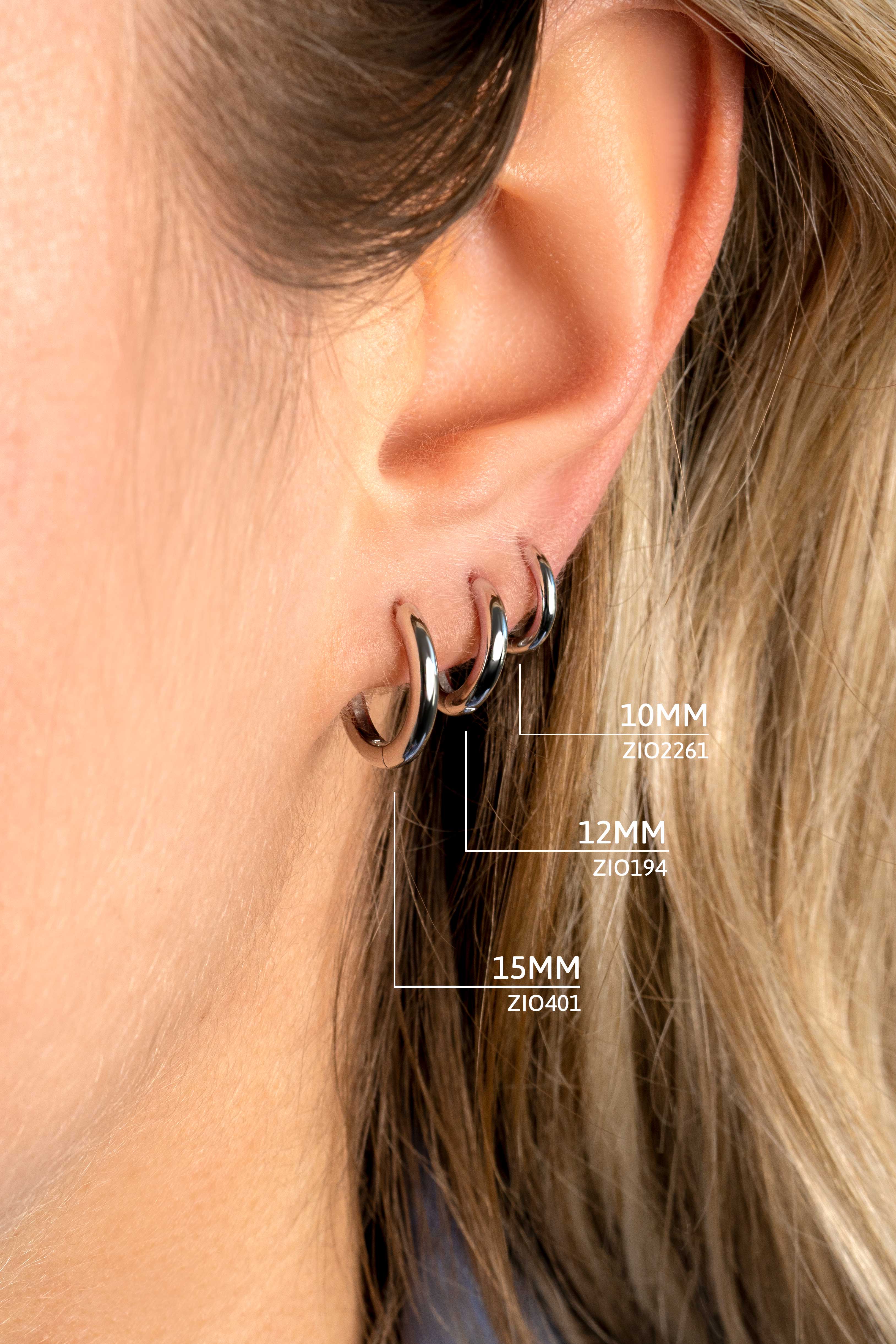 12mm ZINZI Sterling Silver Hoop Earrings width 2mm ZIO194