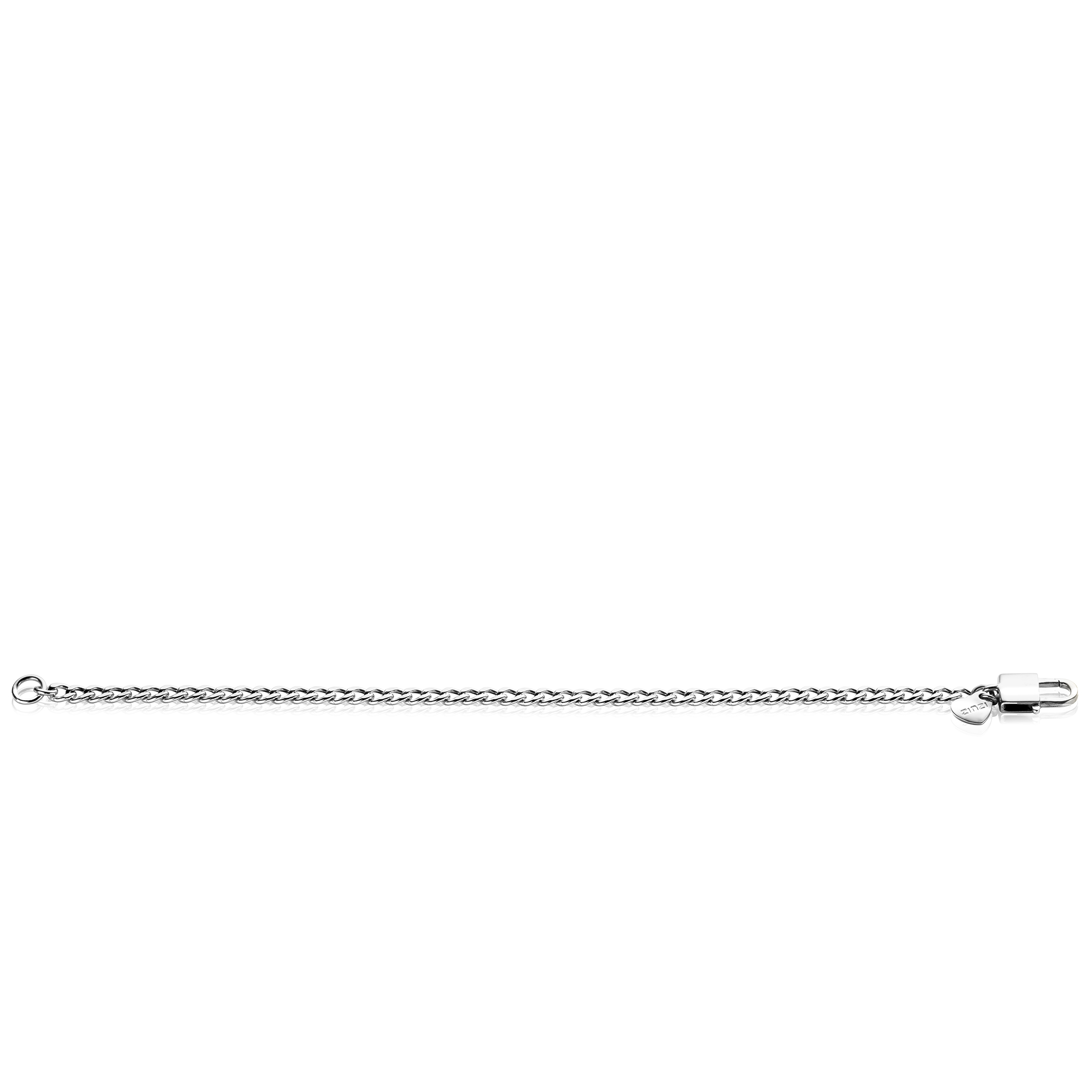 ZINZI Sterling Silver Curb Chain Bracelet width 3,8 mm with Trendy Shiny Lock as Clasp 18,5 cm ZIA2411