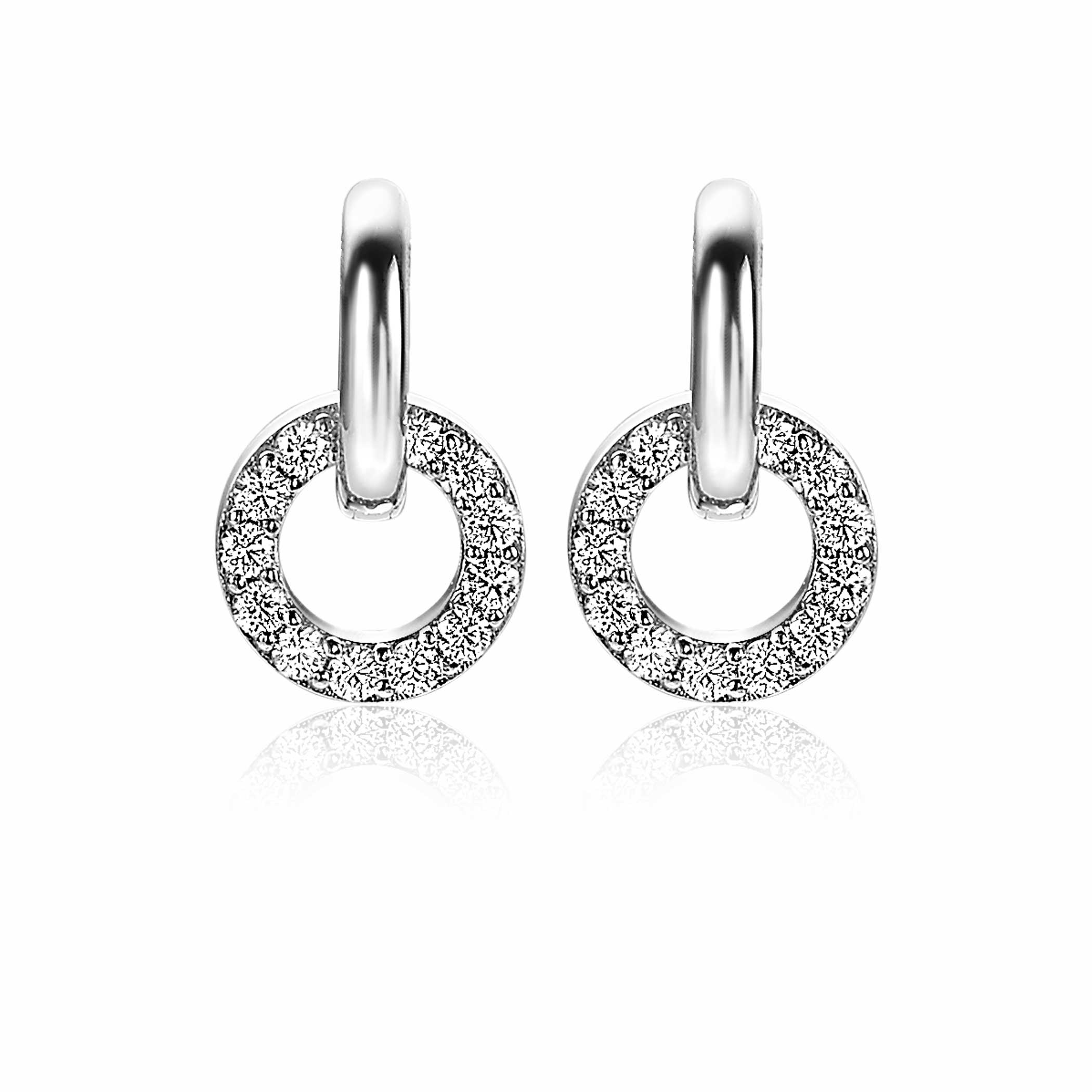 10mm ZINZI Sterling Silver Earrings Pendants Open Circle White Zirconia ZICH2155 (excl. hoop earrings)