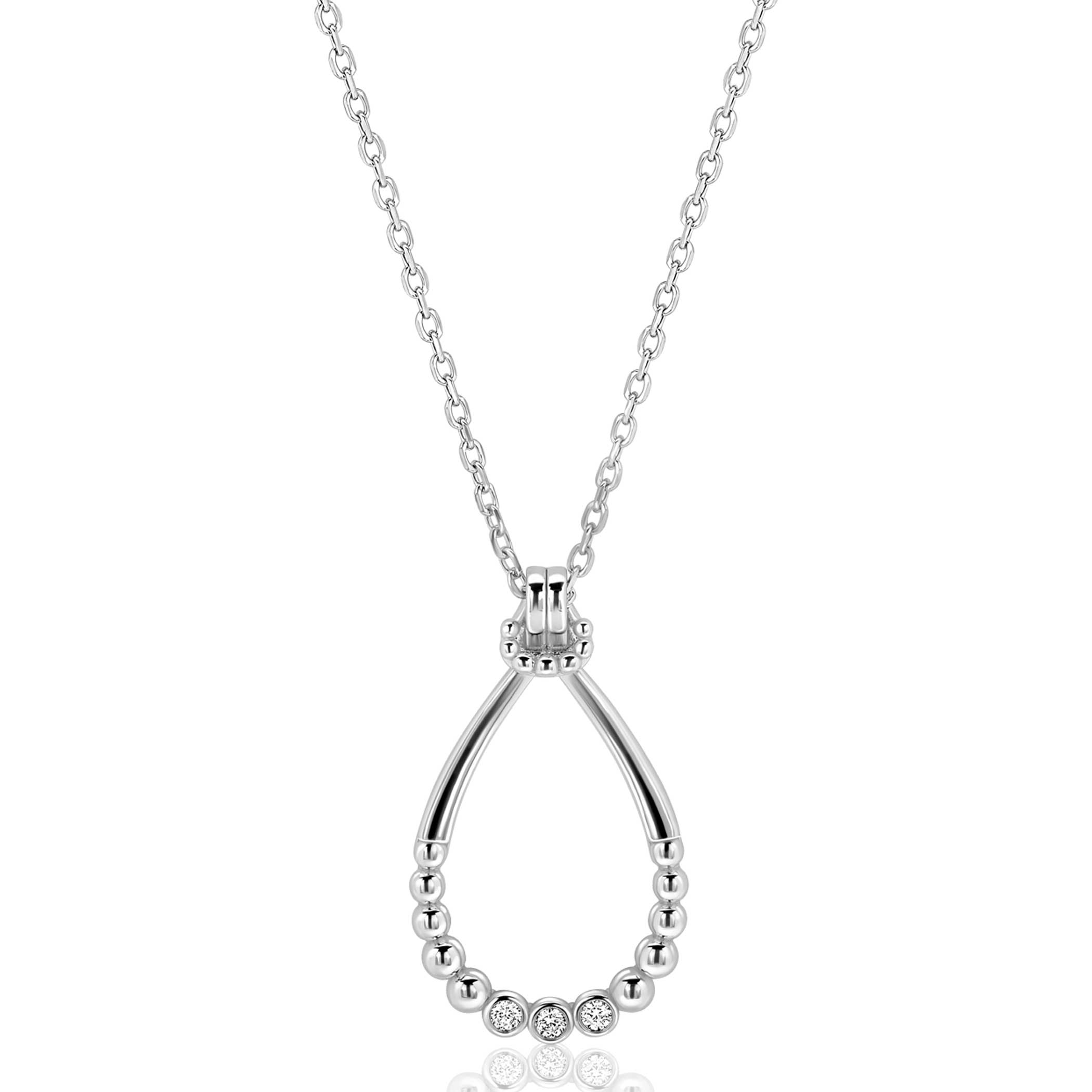 ZINZI zlv. collier ovale open hanger bolletjes en zirc.