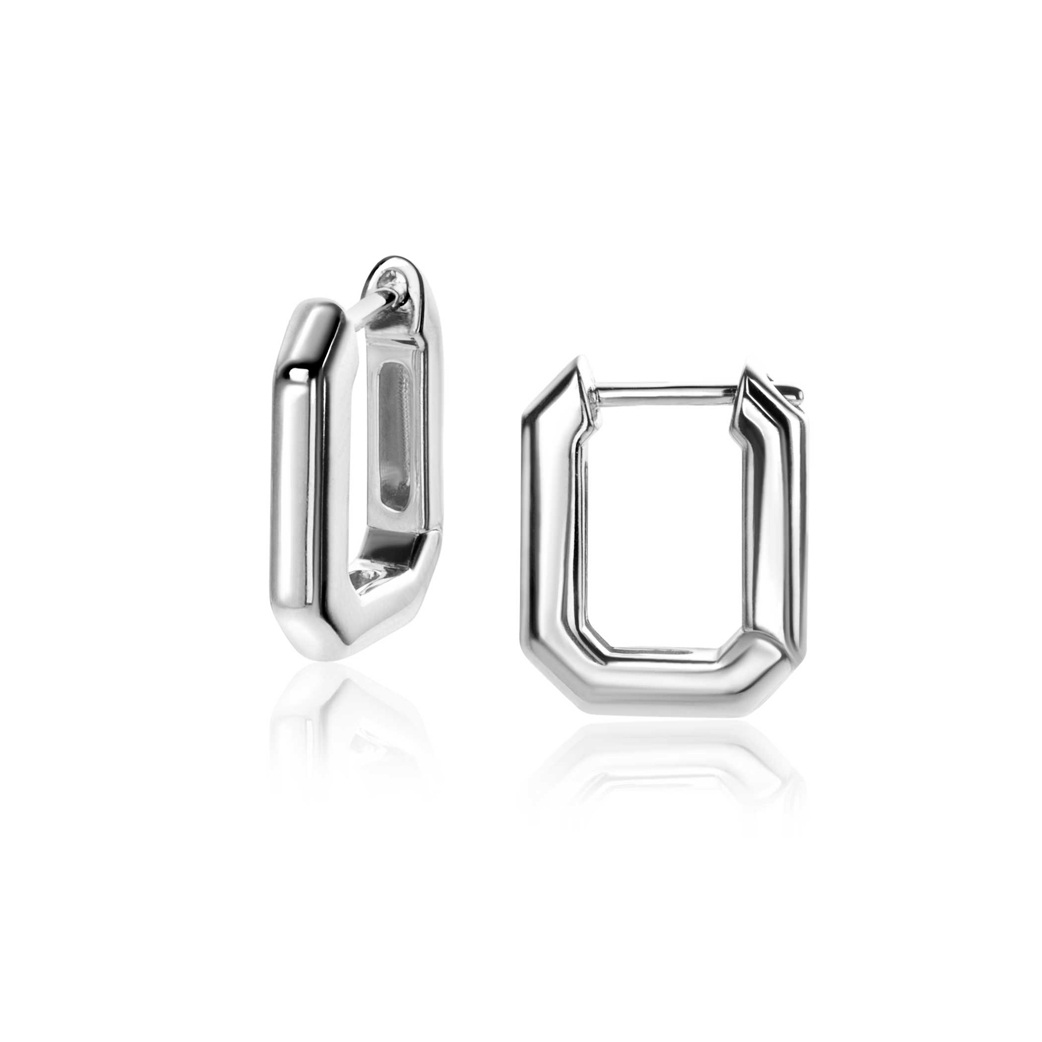 16mm ZINZI Sterling Silver Hoop Earrings Octagon width 3mm ZIO2495