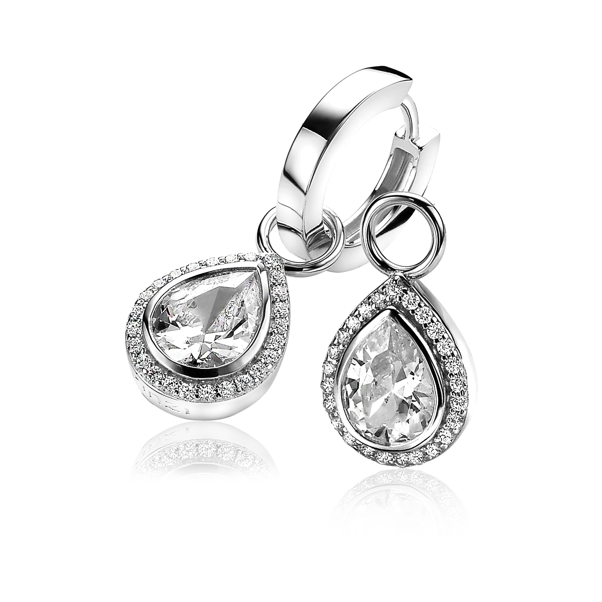 ZINZI Sterling Silver Earrings Pendants Drop White ZICH1303 (excl. hoop earrings)