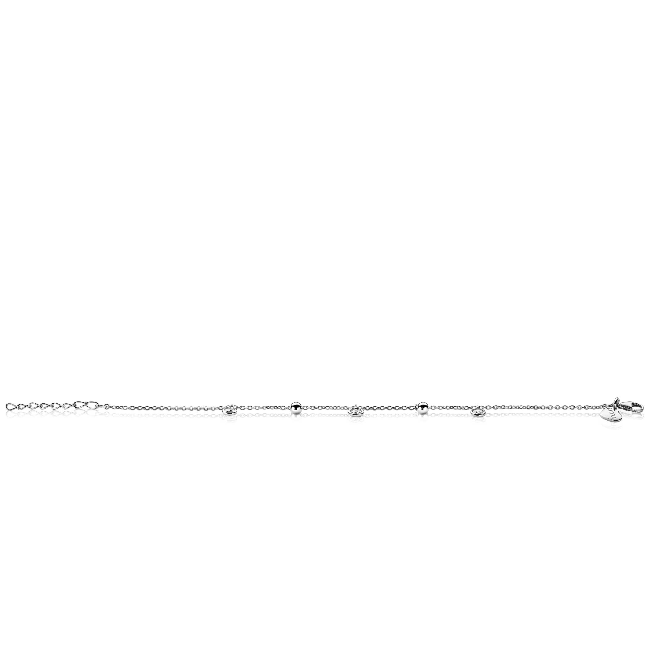 ZINZI Sterling Silver Bracelet Beads Round White Zirconia 18-20cm ZIA2192