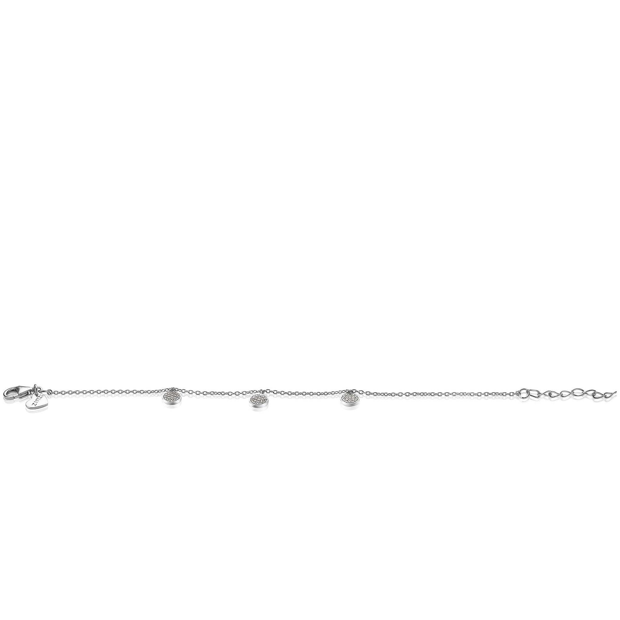 ZINZI Sterling Silver Chain Bracelet with Little Round Pendants White 6mm 17-20cm ZIA1961