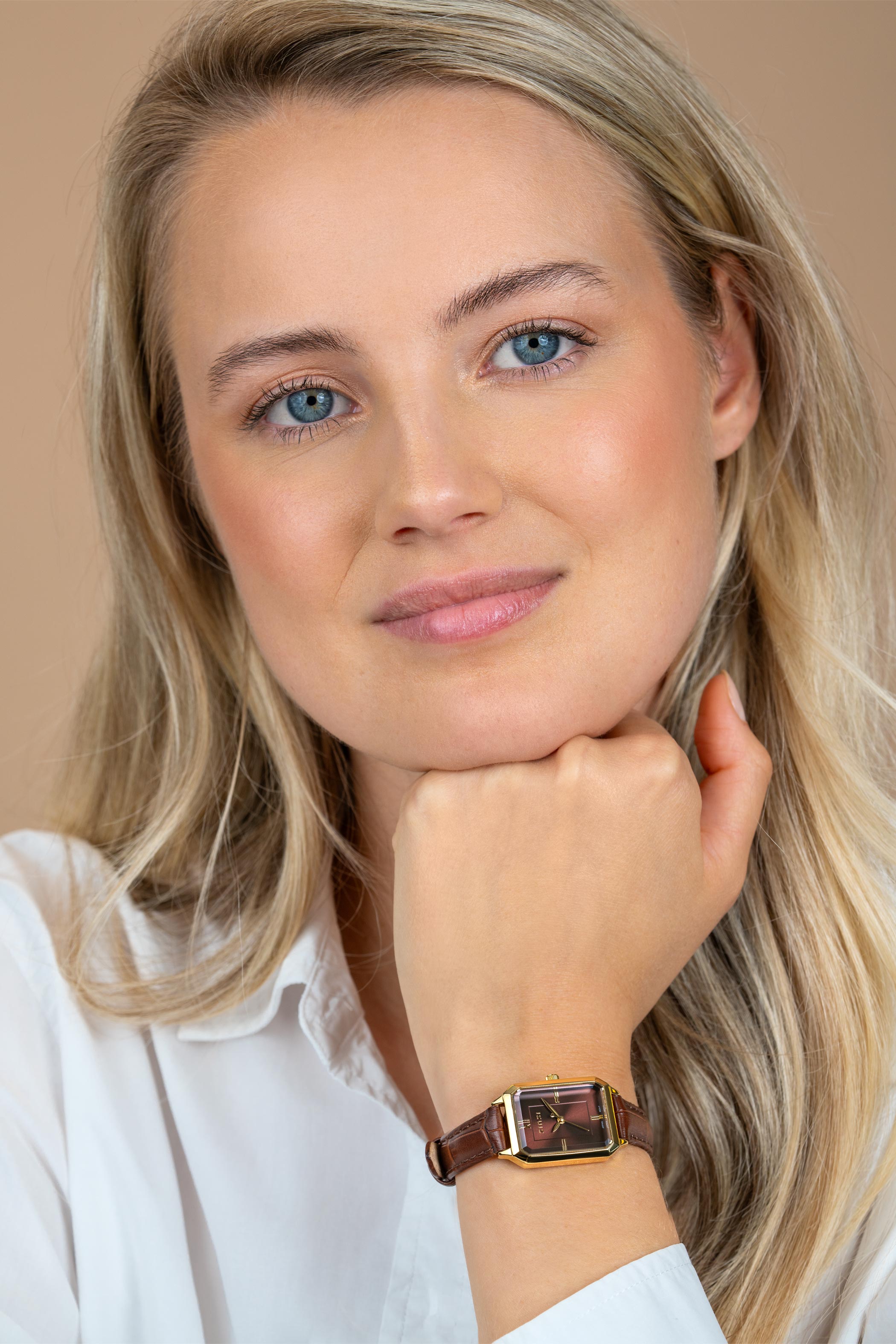 ZINZI Allure Watch 30mm Brown Colored Dial Gold Colored Case and leather strap Japanese movement ZIW2536B