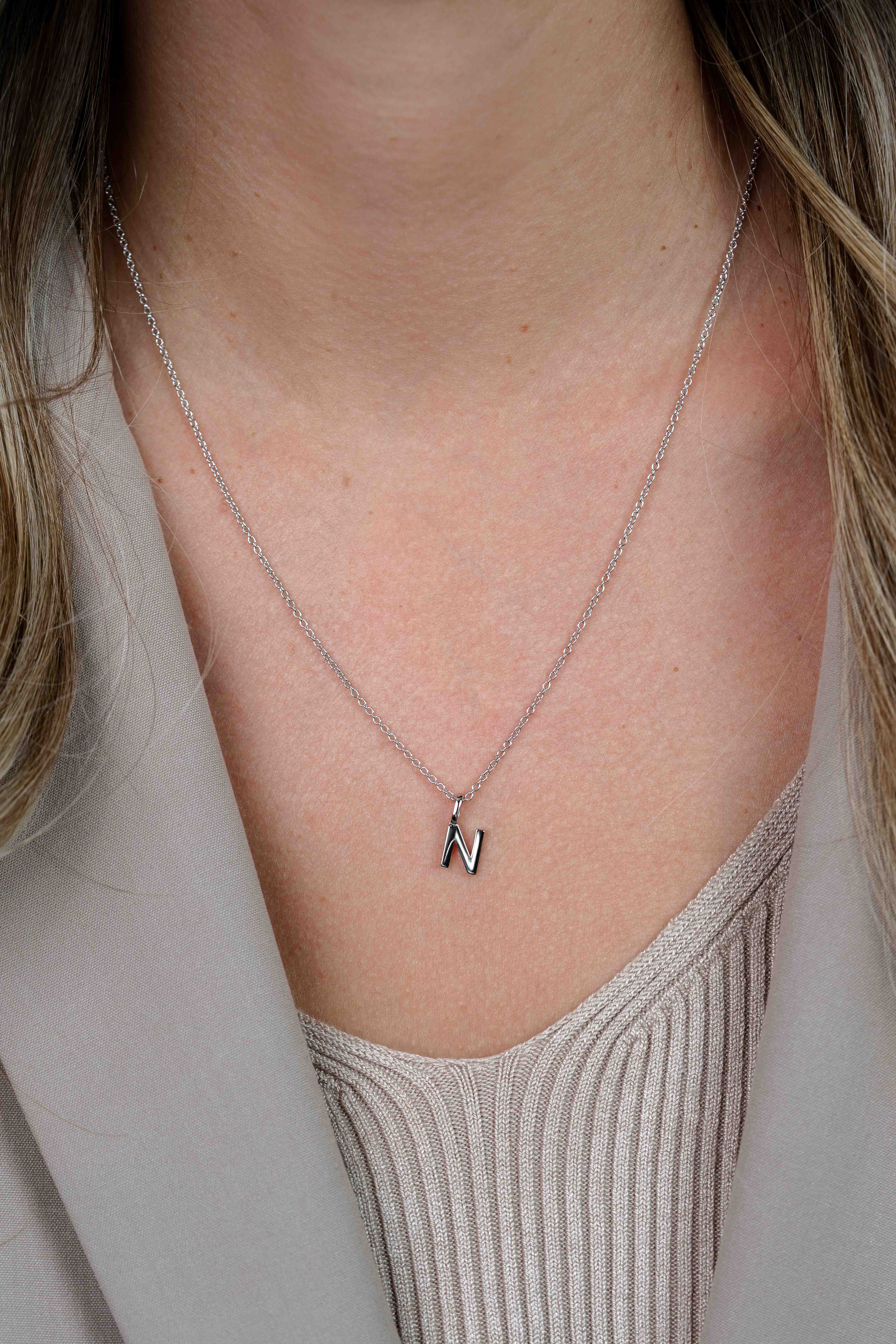 ZINZI Sterling Silver Letter Pendant N ZIH2140N