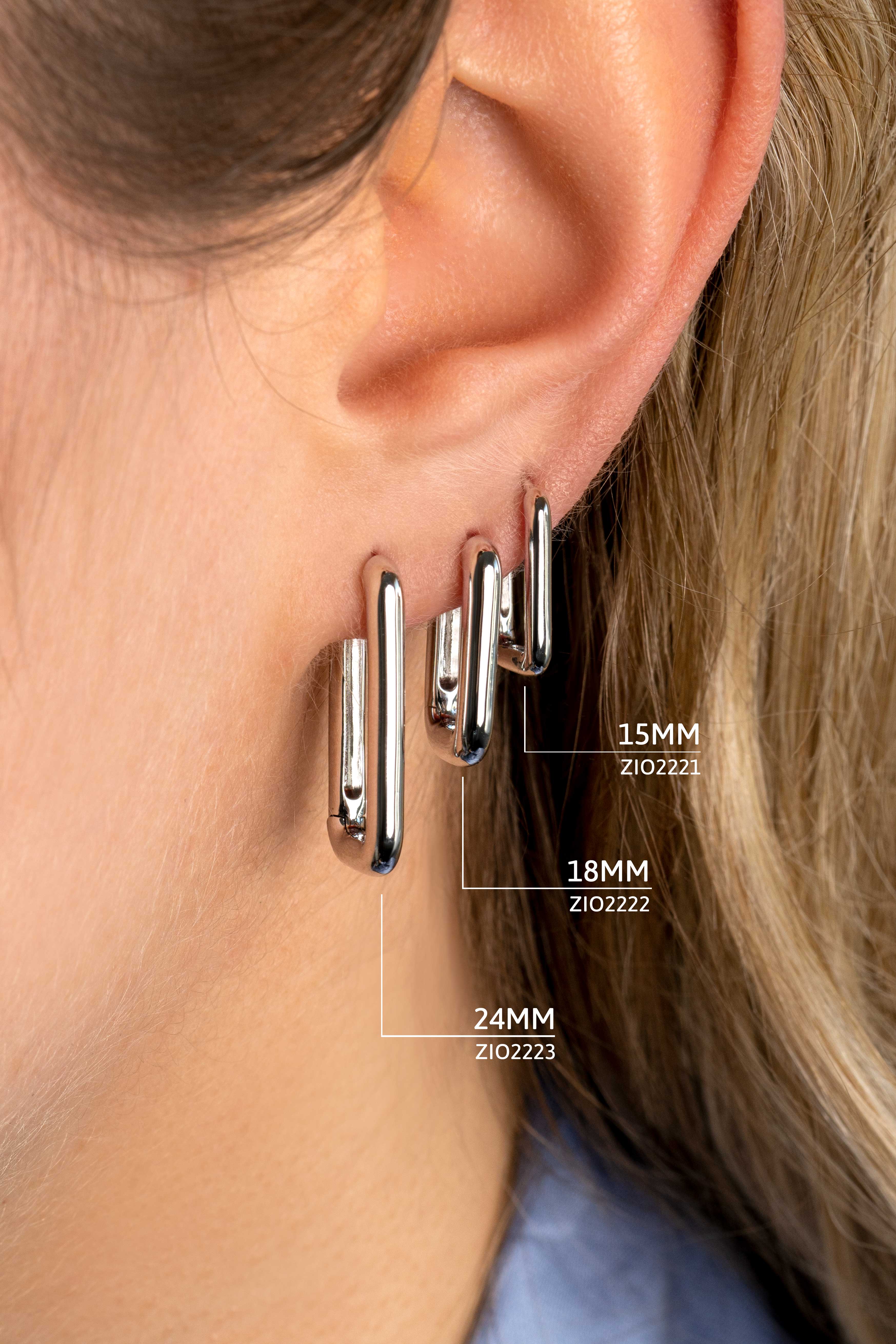 24mm ZINZI Sterling Silver Hoop Earrings Rectangular 24x3mm ZIO2223