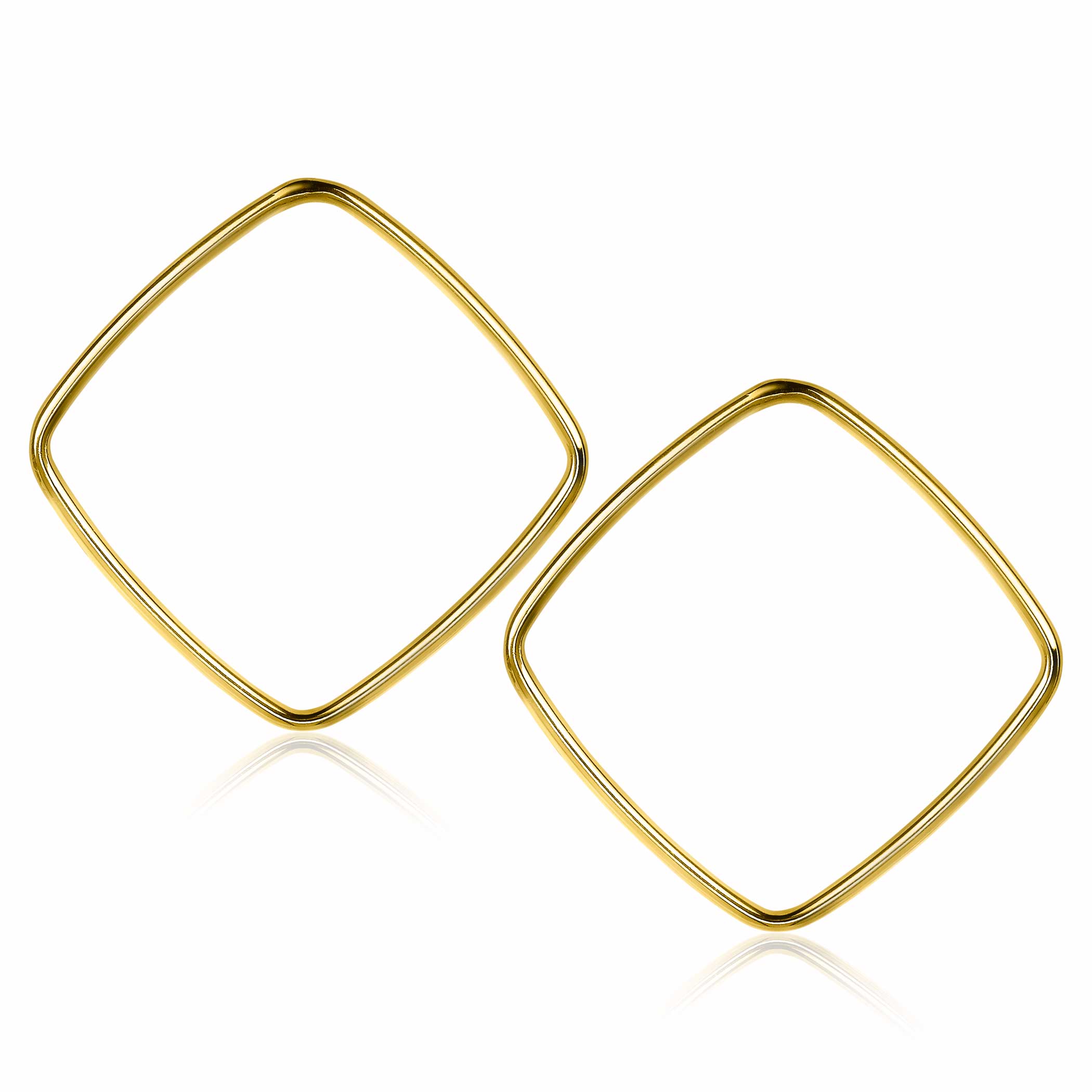 44mm ZINZI Gold Plated Sterling Silver Stud Earrings Open Square ZIO2095G