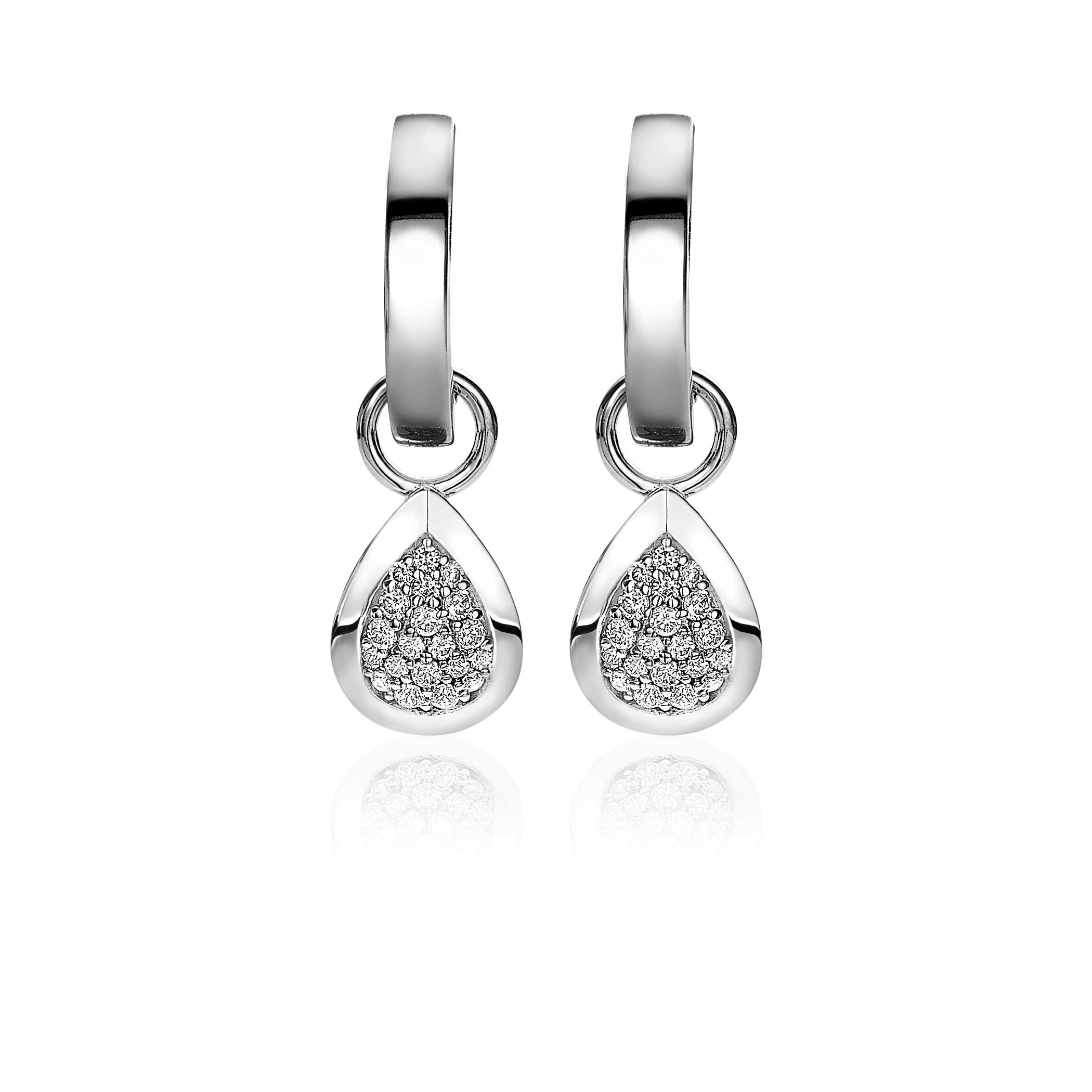 ZINZI Sterling Silver Earrings Pendants Drop White ZICH1768 (excl. hoop earrings)