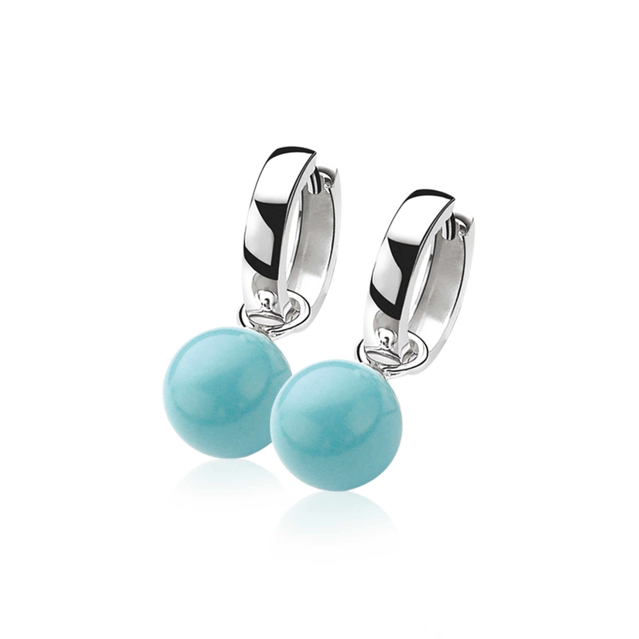 10mm ZINZI Sterling Silver Earrings Pendants Pearl Turquoise ZICH266T (excl. hoop earrings)