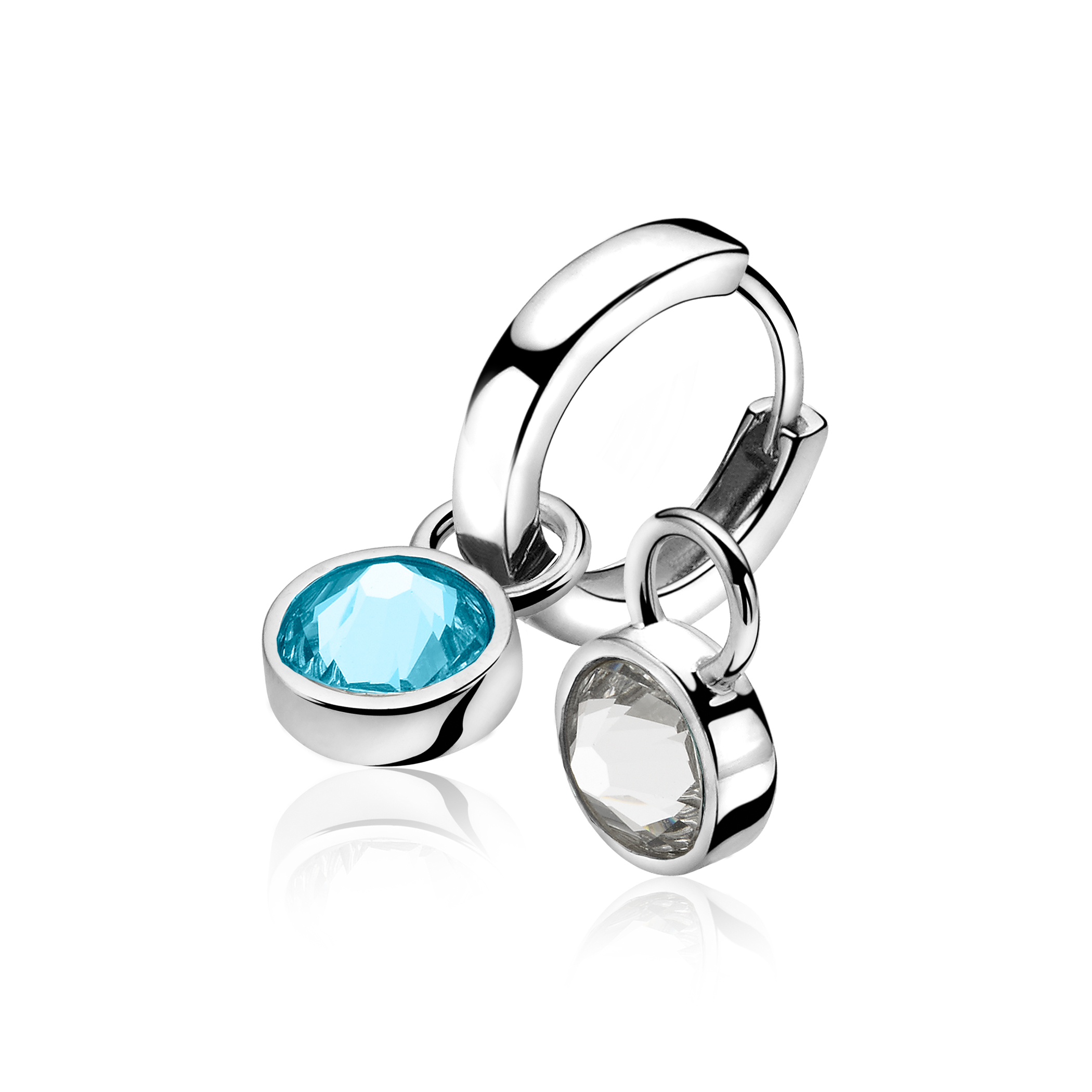 ZINZI Sterling Silver Earrings Pendants Blue White ZICH1006A (excl. hoop earrings)