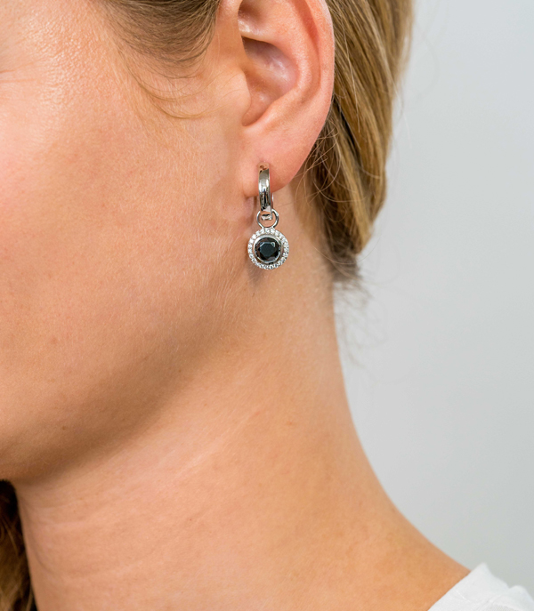 ZINZI Sterling Silver Earrings Pendants Round Black ZICH1244Z (excl. hoop earrings)