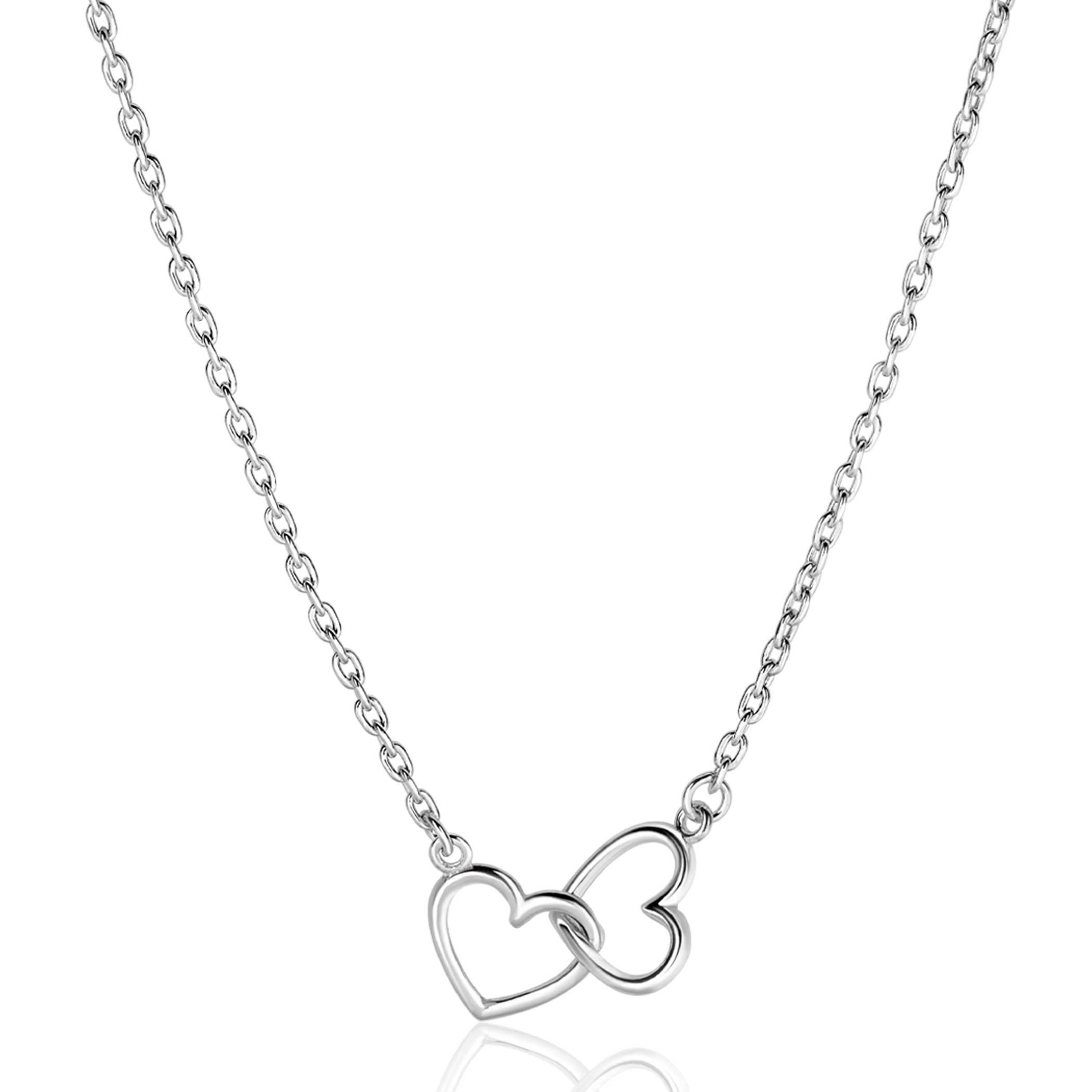 ZINZI Sterling Silver Necklace with 2 Connected Hearts 40-45cm ZIC2513