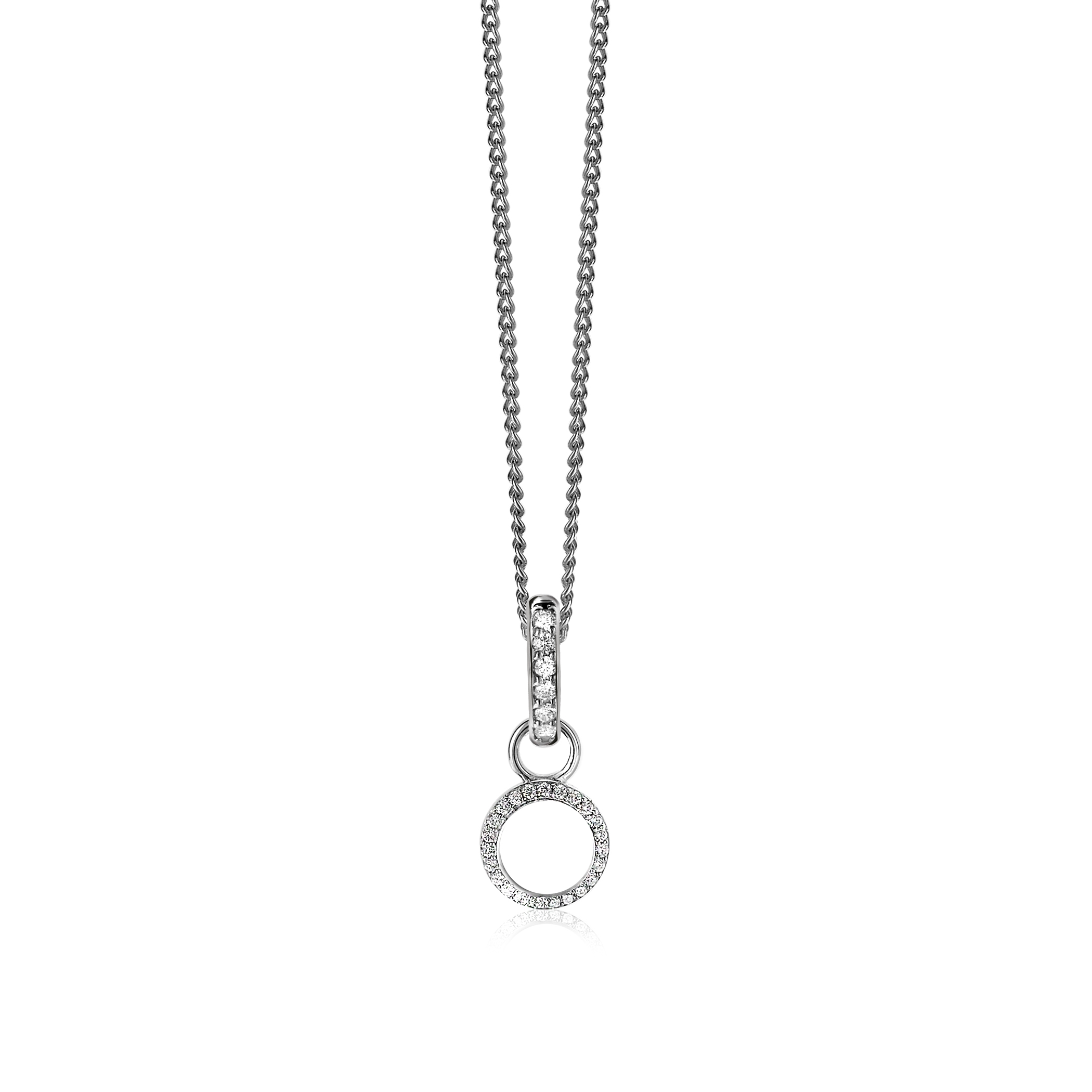 ZINZI Sterling Silver Earrings Pendants Open Circle White Zirconias ZICH1063 (excl. hoop earrings)