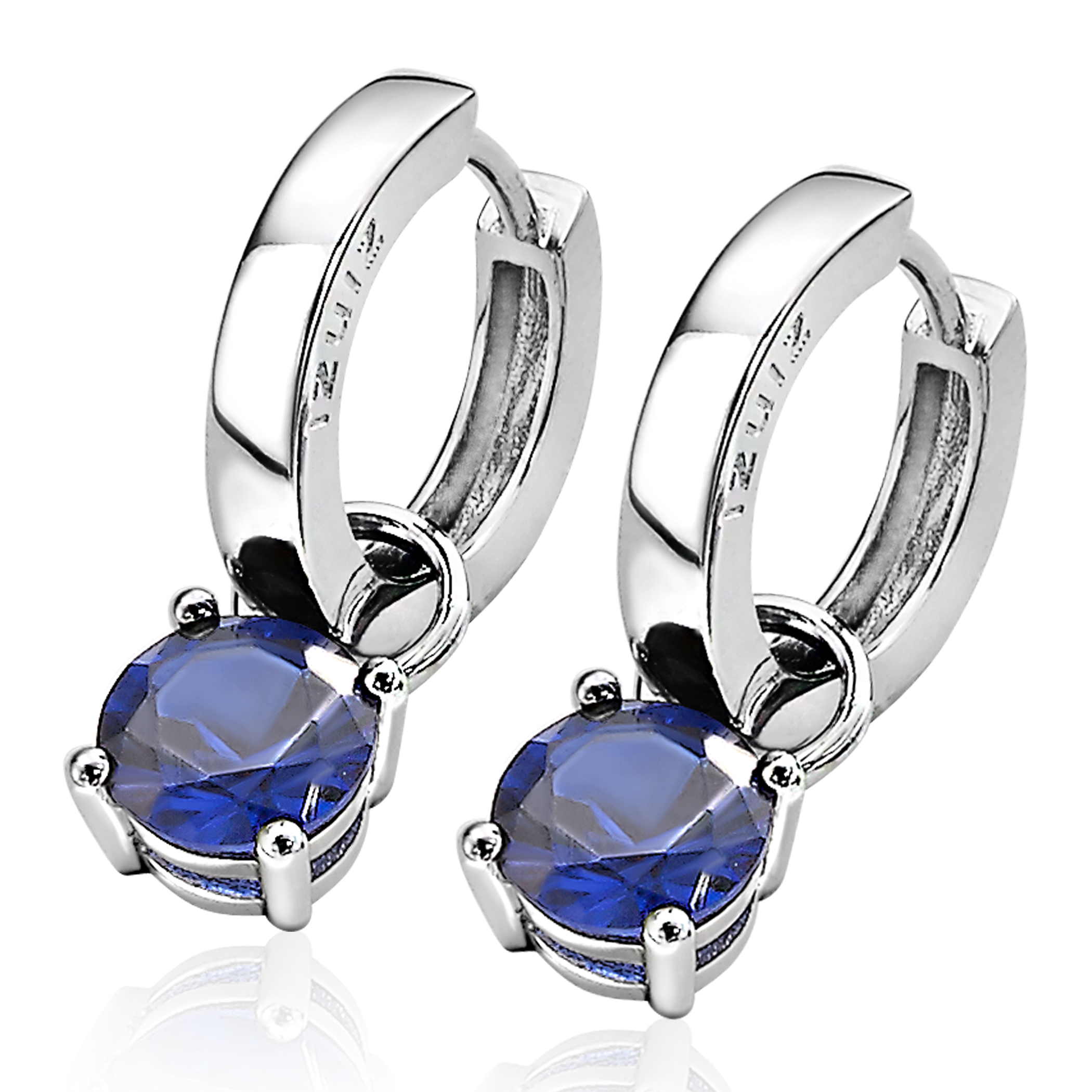 ZINZI Sterling Silver Earrings Pendants Round Dark Blue ZICH1300Q (excl. hoop earrings)