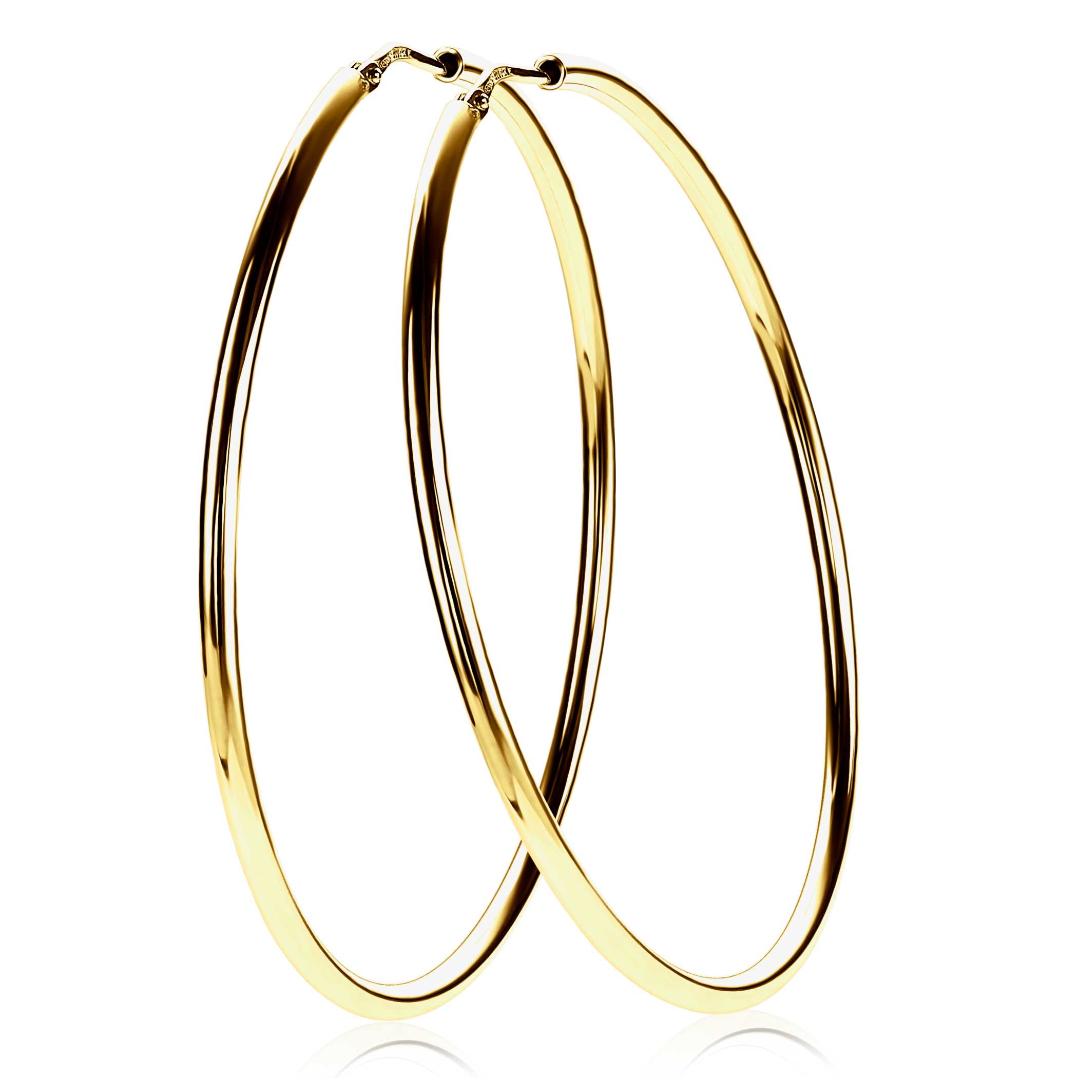 55mm ZINZI Gold Plated Sterling Silver Hoop Earrings 55x2mm ZIO437G