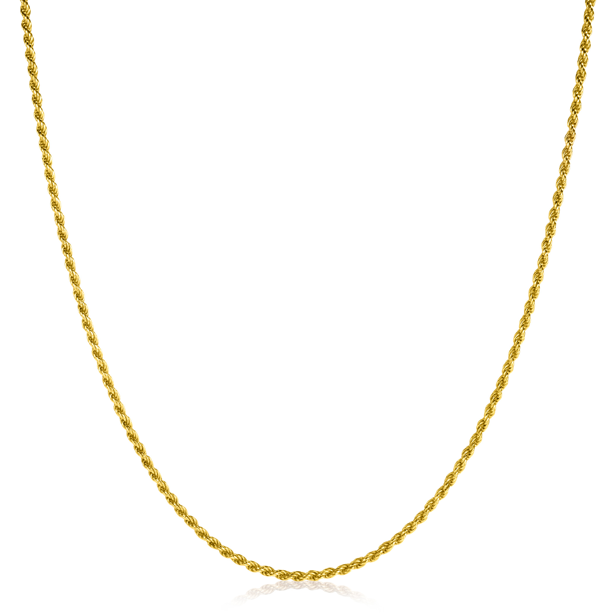 90cm ZINZI Gold Plated Sterling Silver Rope Necklace ZILC-K90G