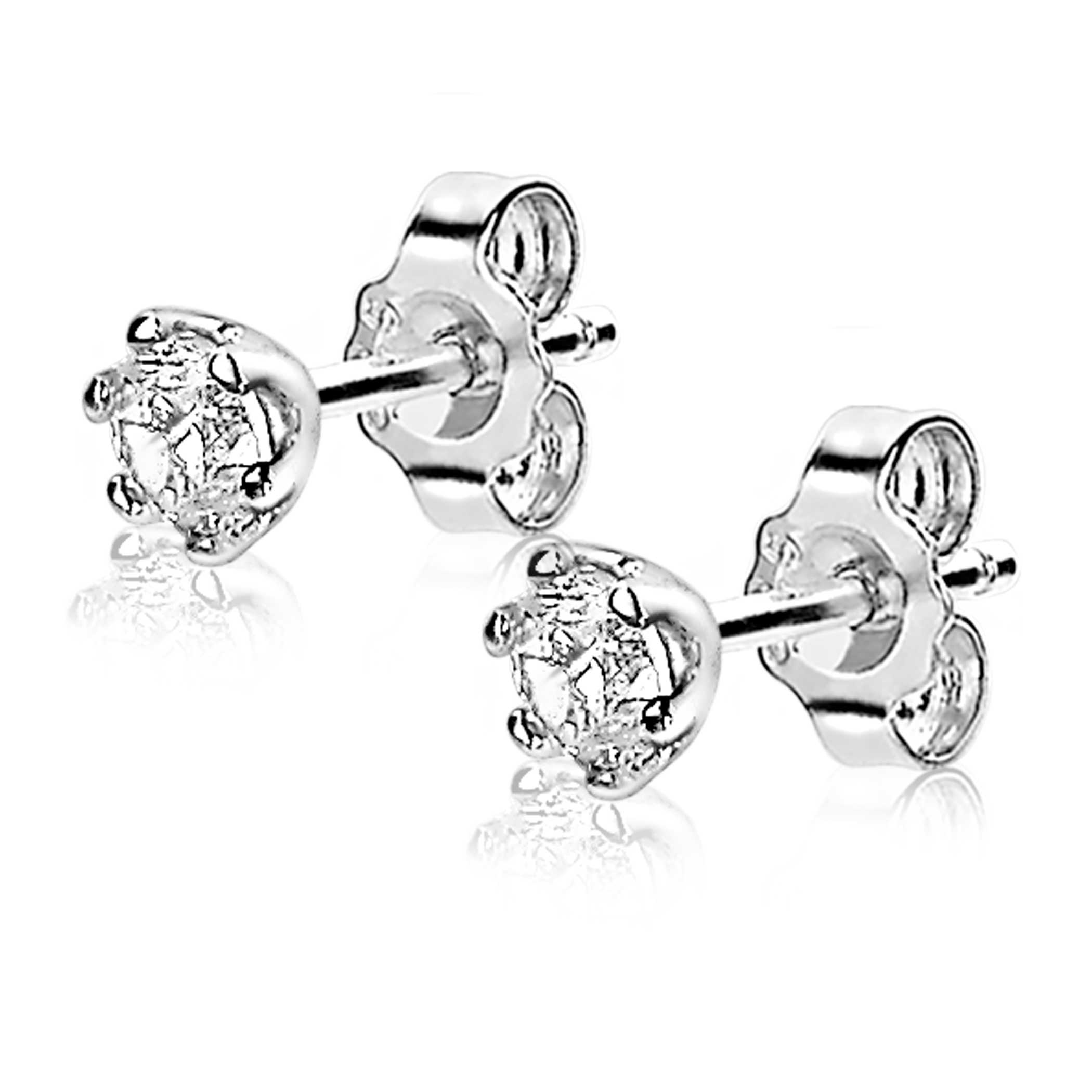 4,5mm ZINZI Sterling Silver Stud Earrings Prong Setting White Zirconia ZIO1984