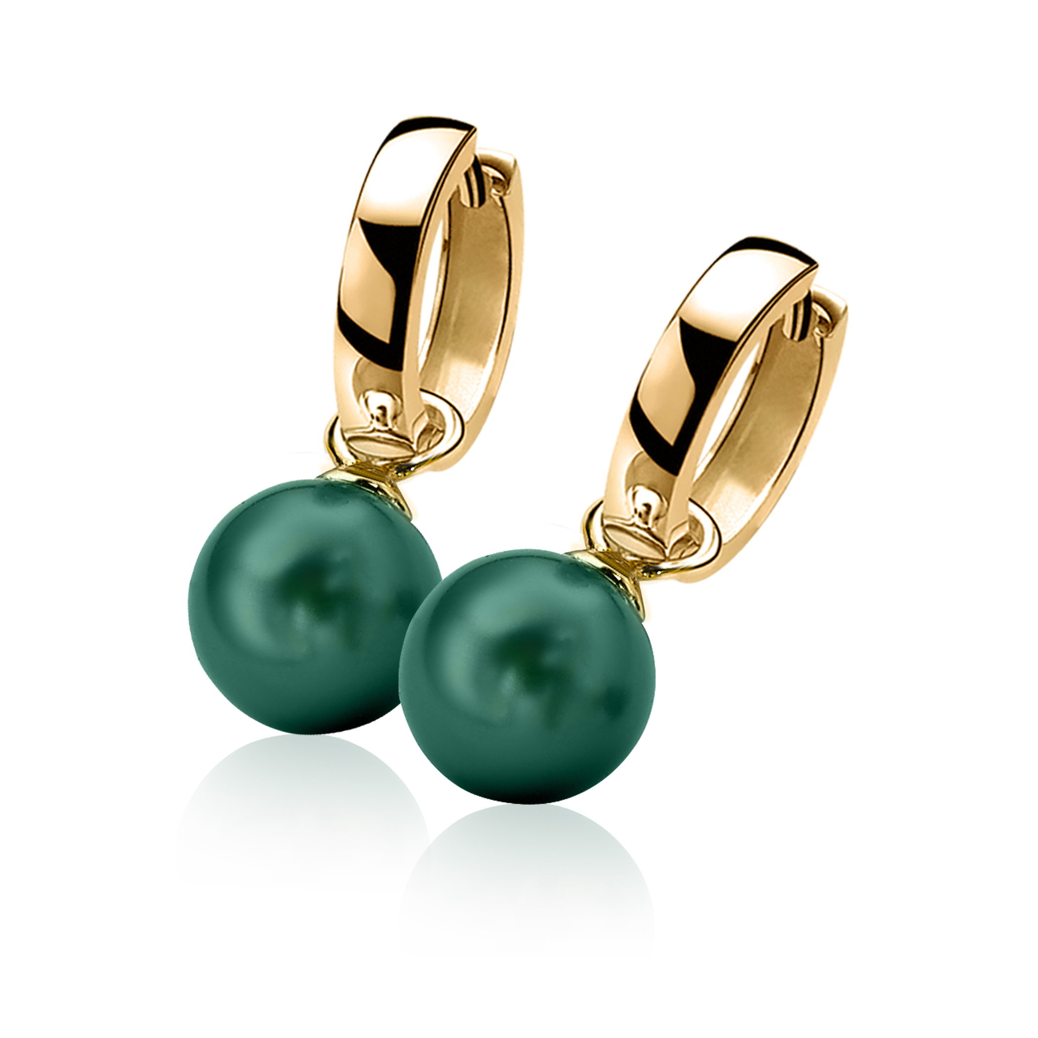 10mm ZINZI Gold Plated Sterling Silver Earrings Pendants Pearl Green ZICH266GG (excl. hoop earrings)