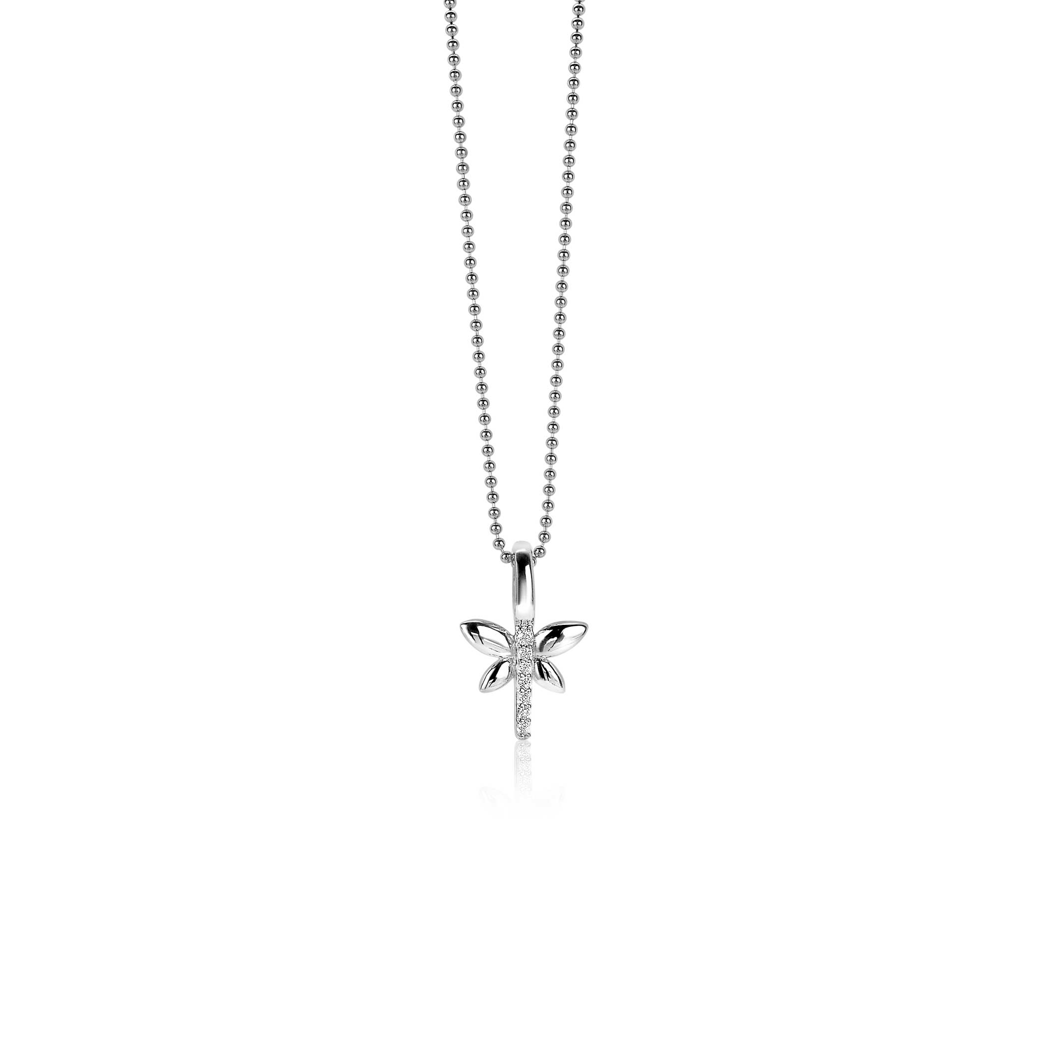 ZINZI Sterling Silver Pendant Dragonfly White ZIH1887