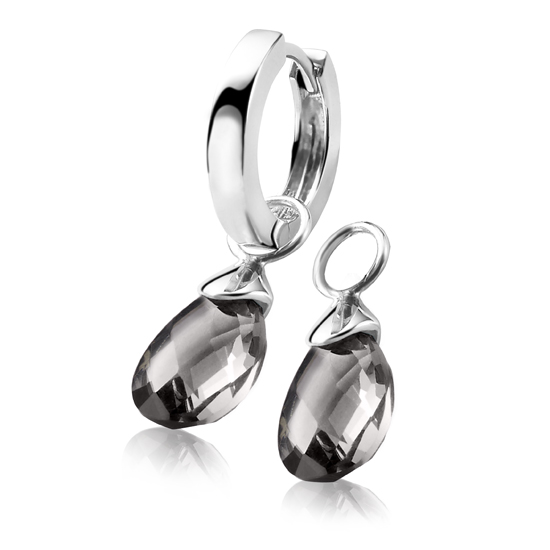ZINZI Sterling Silver Earrings Pendants Pear Dark Grey ZICH1171Z (excl. hoop earrings)