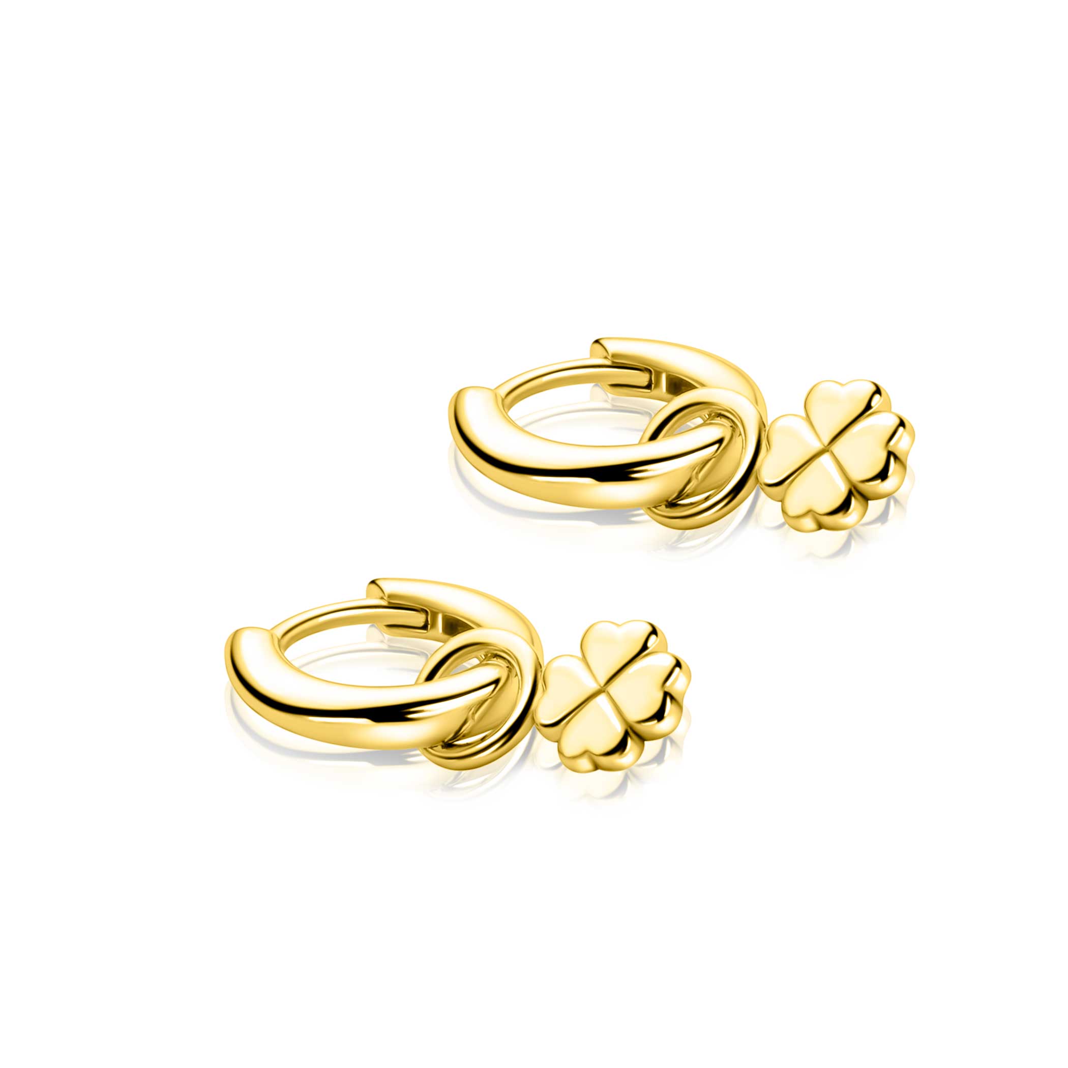 ZINZI zlv. oorbedels geel verguld klaver vier