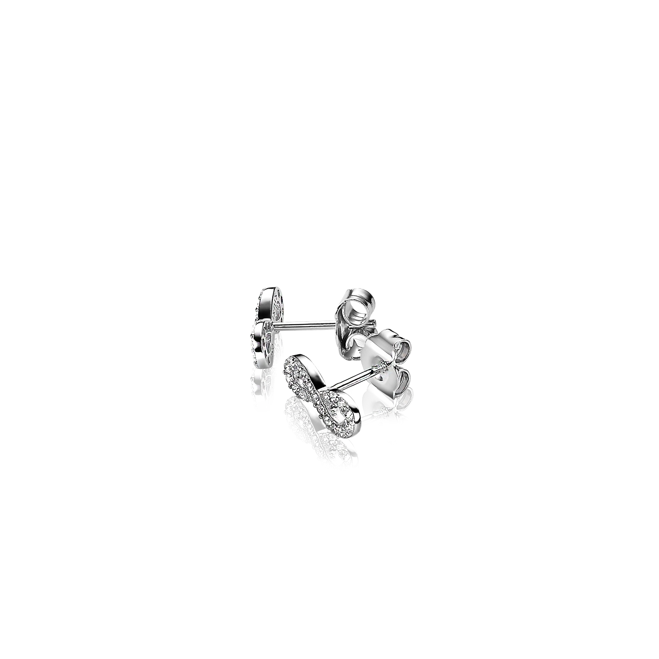 ZINZI Sterling Silver Stud Earrings Infinity White ZIO1065Z