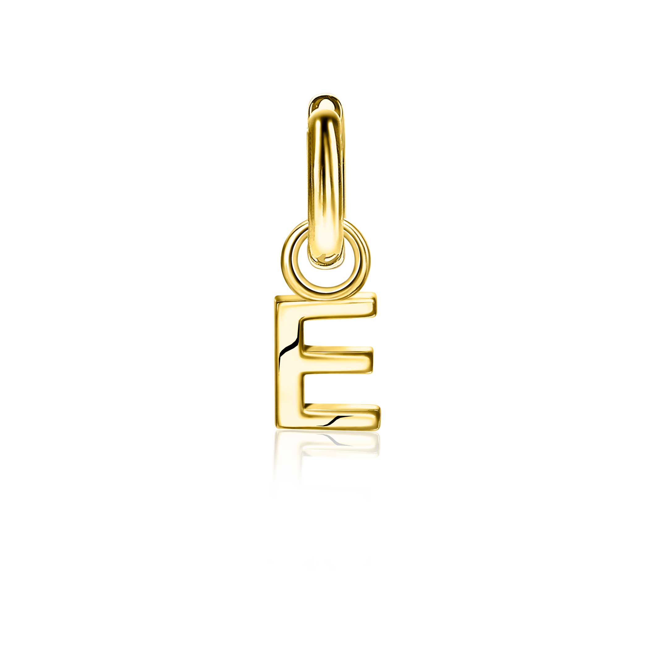 ZINZI Gold Plated Letter Earrings Pendant E price per piece ZICH2145E (excl. hoop earrings)