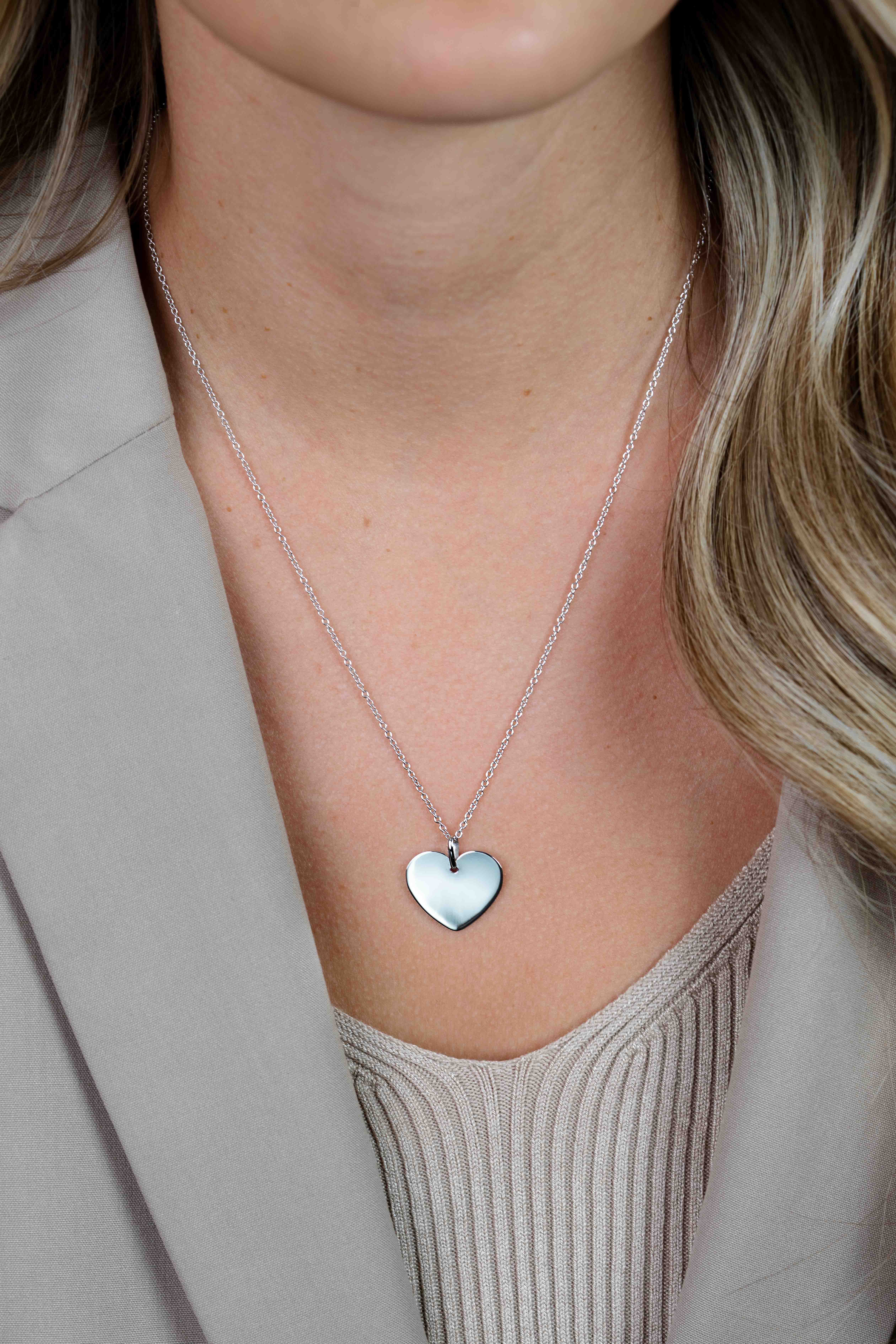 20mm ZINZI silver smooth heart pendant for engraving ZIH2346-20 (without chain)