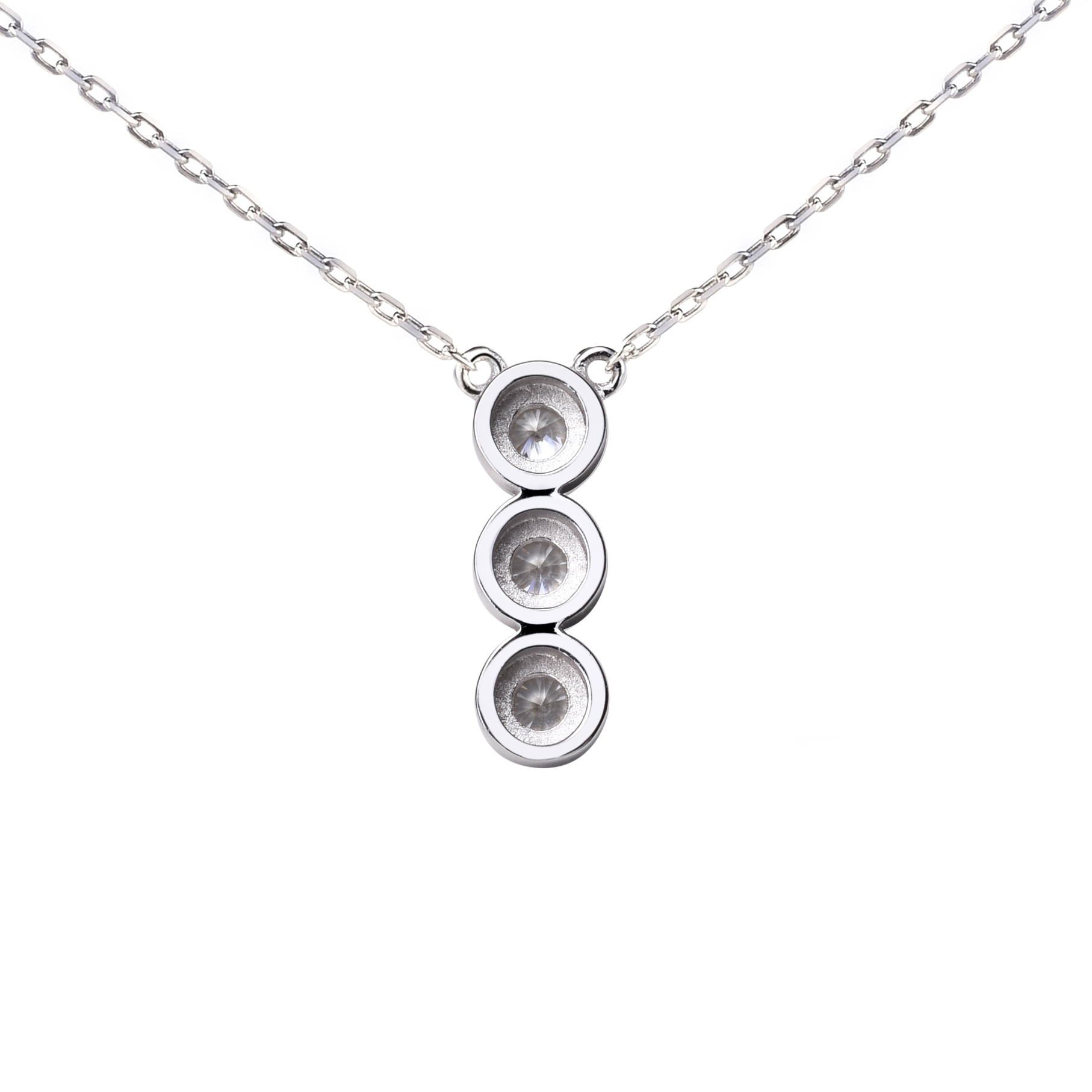 ZINZI Sterling Silver Necklace Pendant Round with White Zirconias 45cm ZIC1443