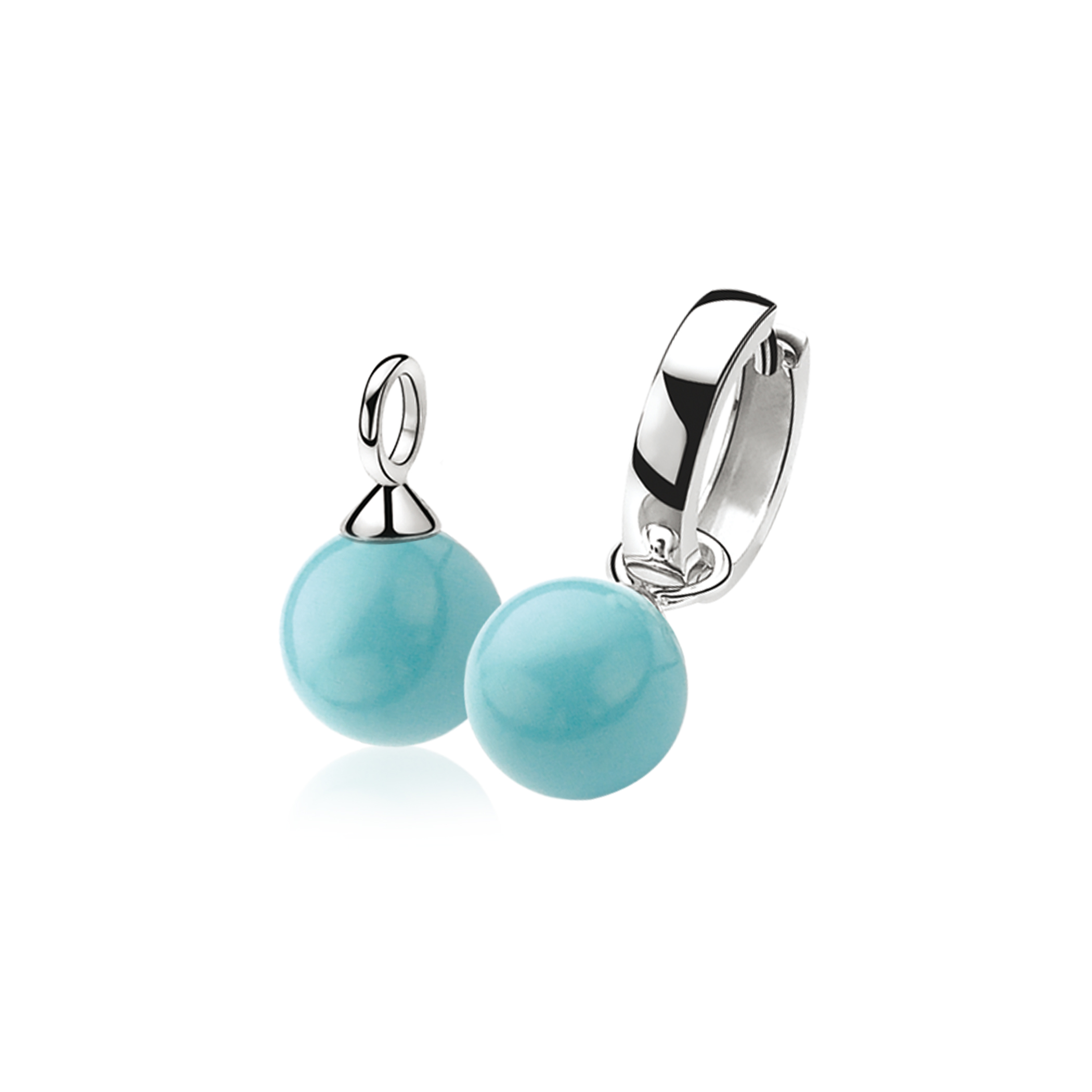 10mm ZINZI Sterling Silver Earrings Pendants Pearl Turquoise ZICH266T (excl. hoop earrings)