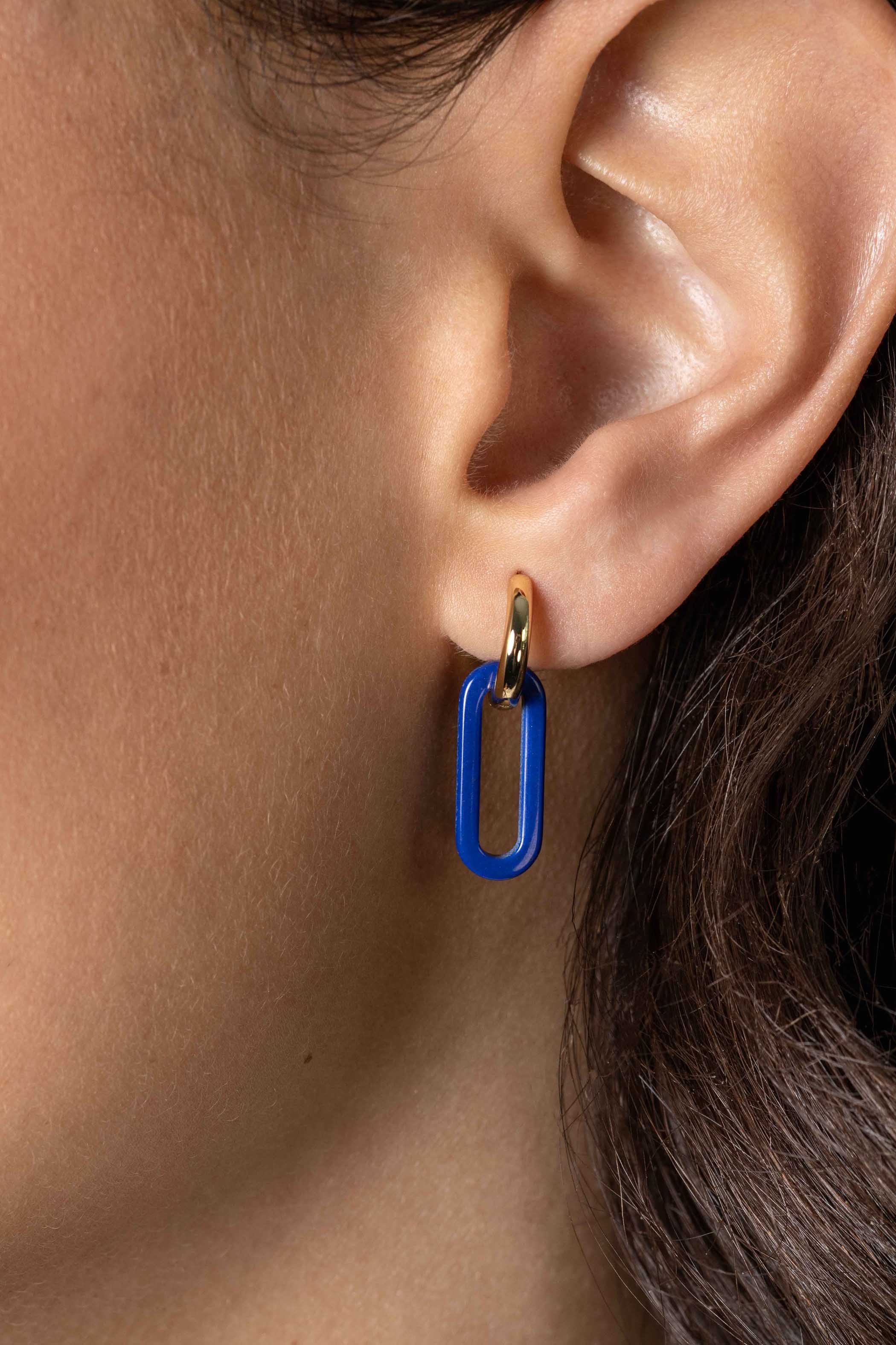 19mm ZINZI Oval Earrings Pendants in Trendy Lapis Lazuli Blue ZICH2455L (excl. hoop earrings)