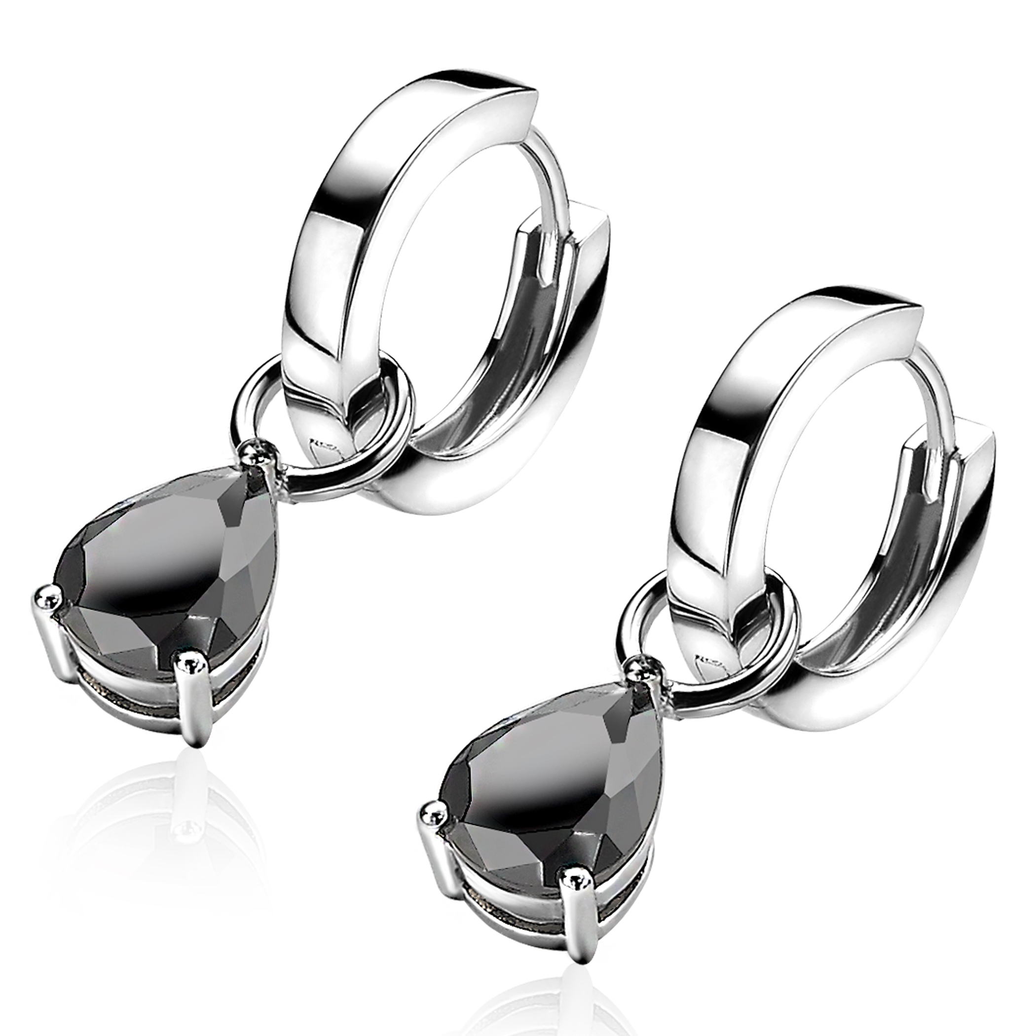 ZINZI Sterling Silver Earrings Pendants Drop Black ZICH1302Z (excl. hoop earrings)