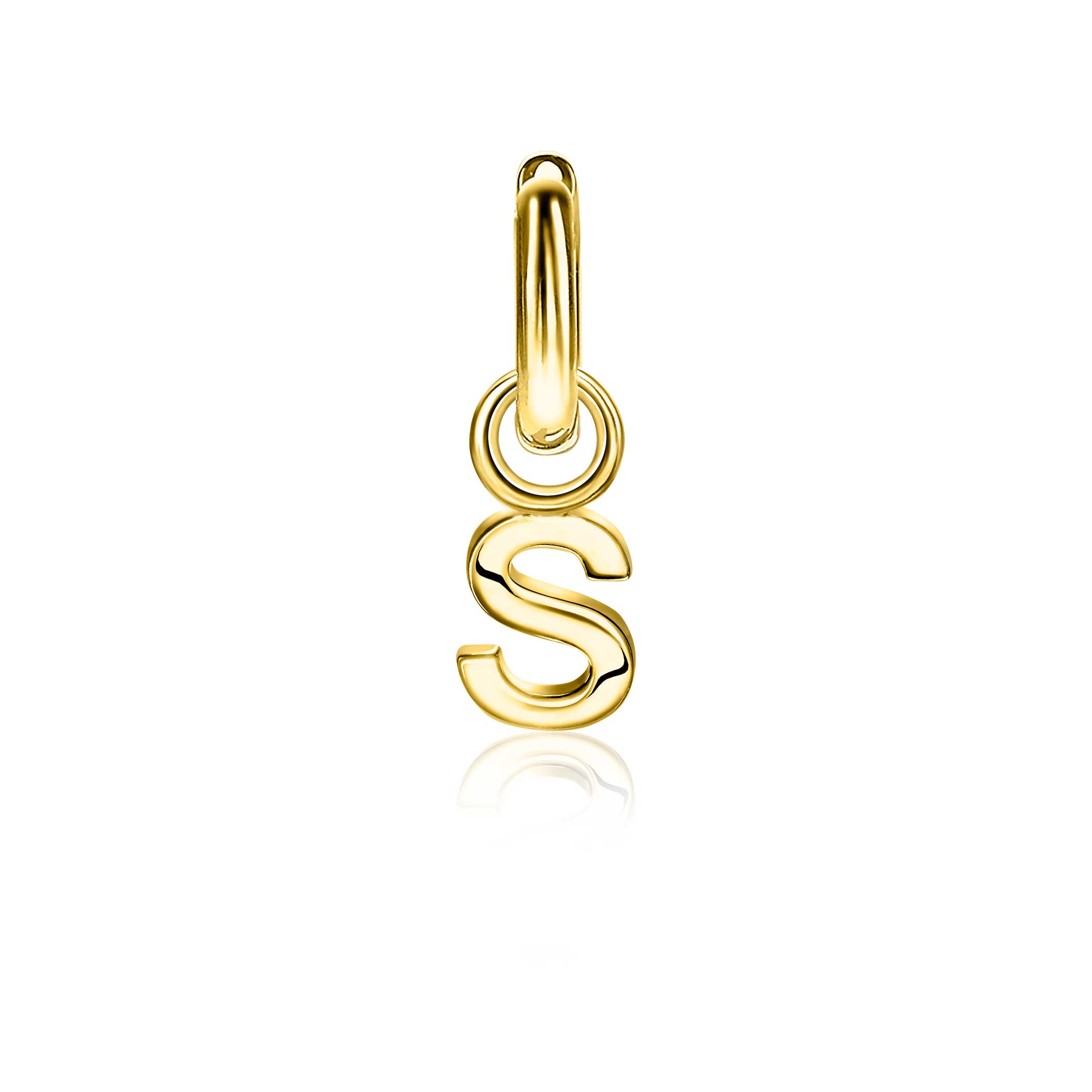 ZINZI Gold Plated Letter Earrings Pendant S price per piece ZICH2145S (excl. hoop earrings)