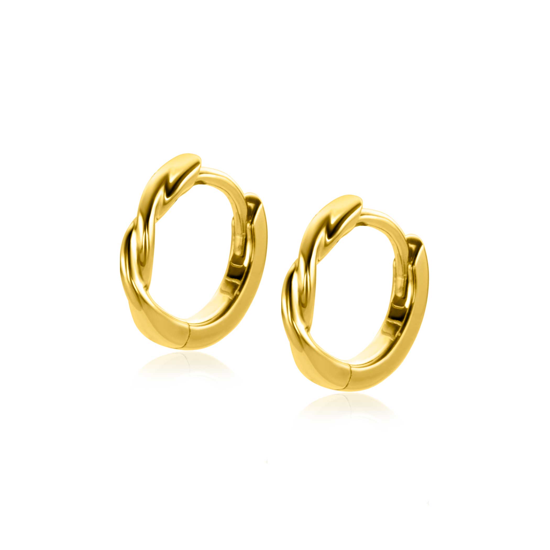 12mm ZINZI Gold Plated Sterling Silver Hoop Earrings with Twisted Tube 12x2mm ZIO2321G