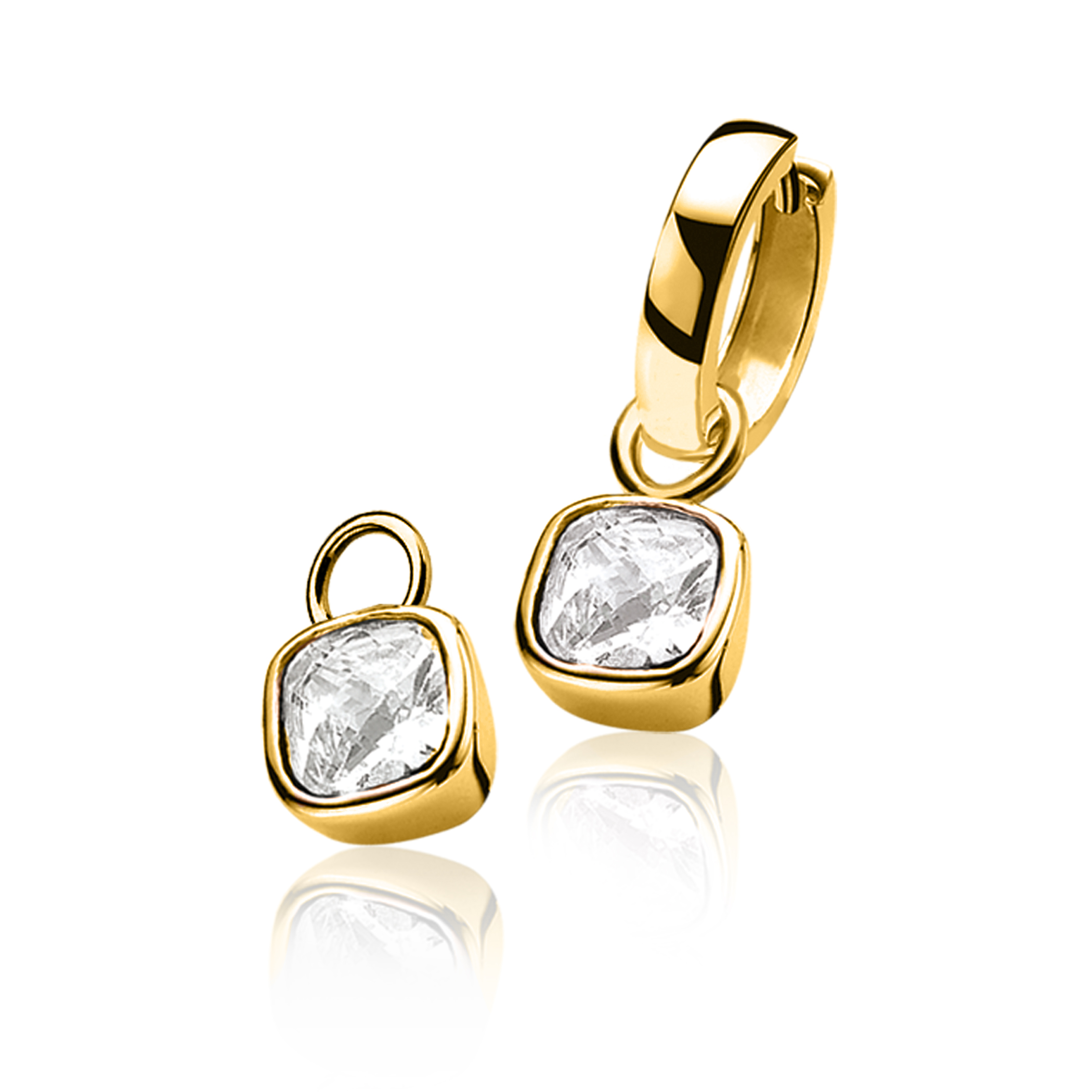 ZINZI Gold Plated Sterling Silver Earrings Pendants White ZICH190Y (excl. hoop earrings)