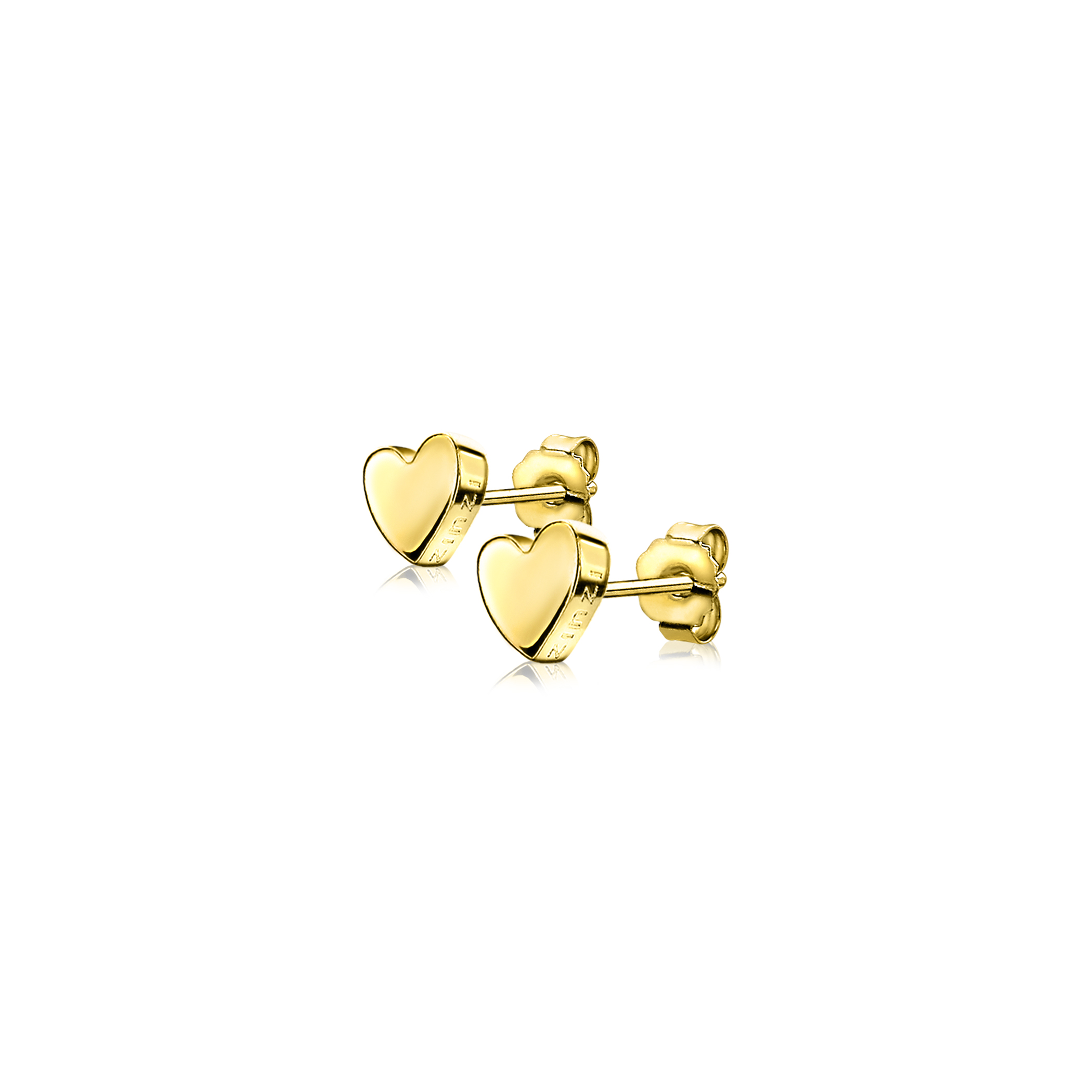 6mm ZINZI Gold Plated Sterling Silver Stud Earrings Heart ZIO1378G
