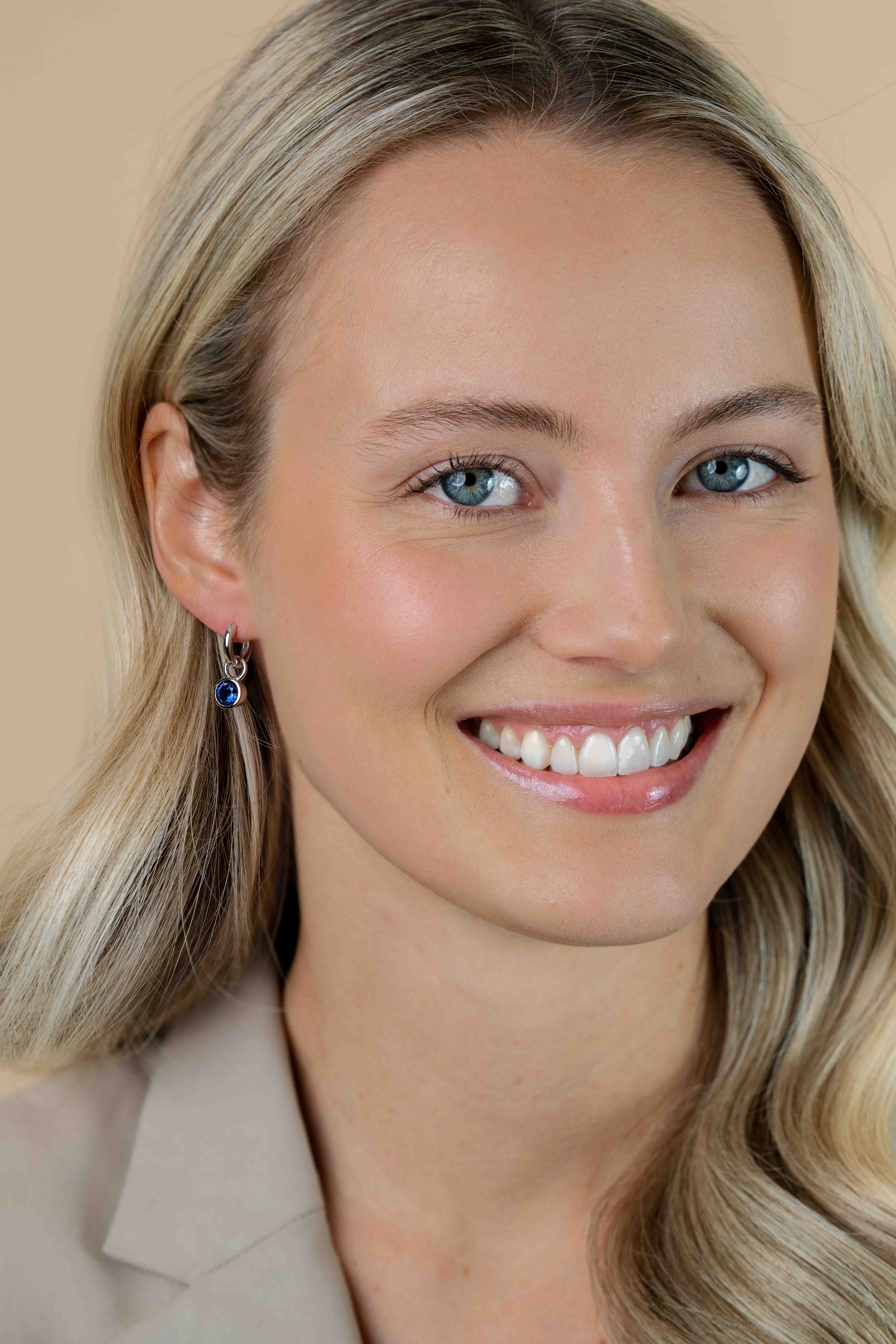 ZINZI Sterling Silver Earrings Pendants 7mm Round Dark Blue ZICH1486DB (excl. hoop earrings)