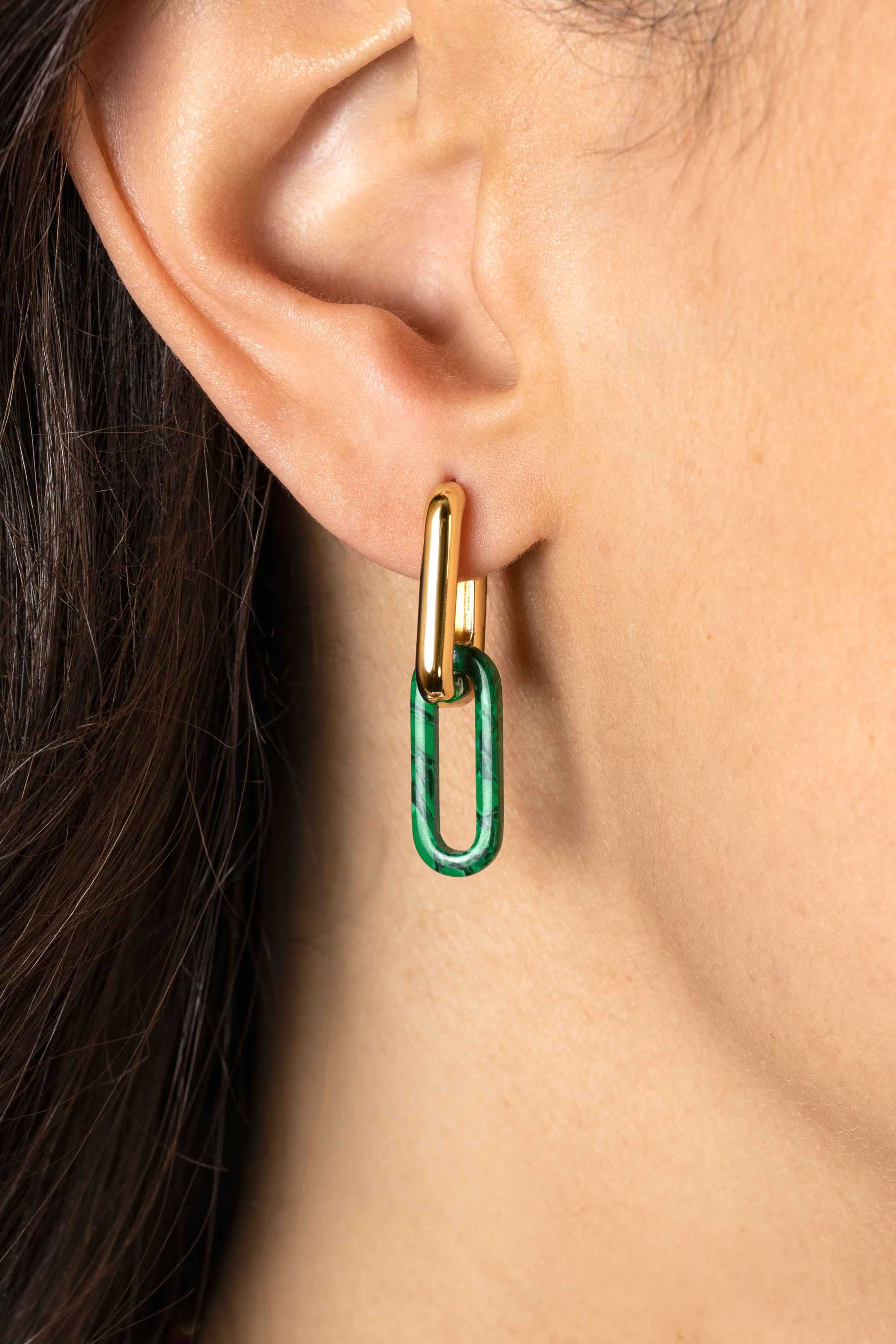 19mm ZINZI Oval Earrings Pendants in Trendy Malachite Green ZICH2455G (excl. hoop earrings)