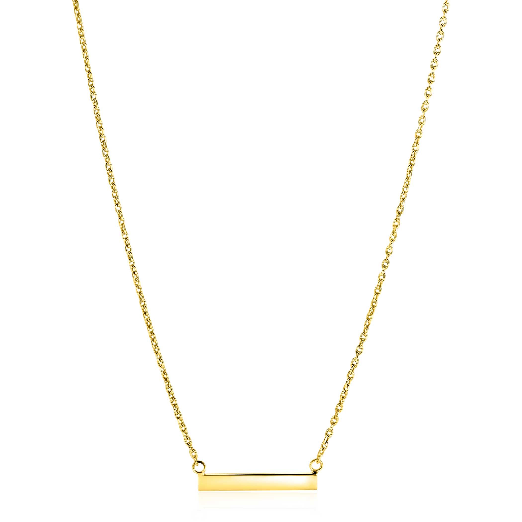 ZINZI Gold Plated Sterling Silver Necklace 45cm with Shiny Plate to Engrave ZIC2344G