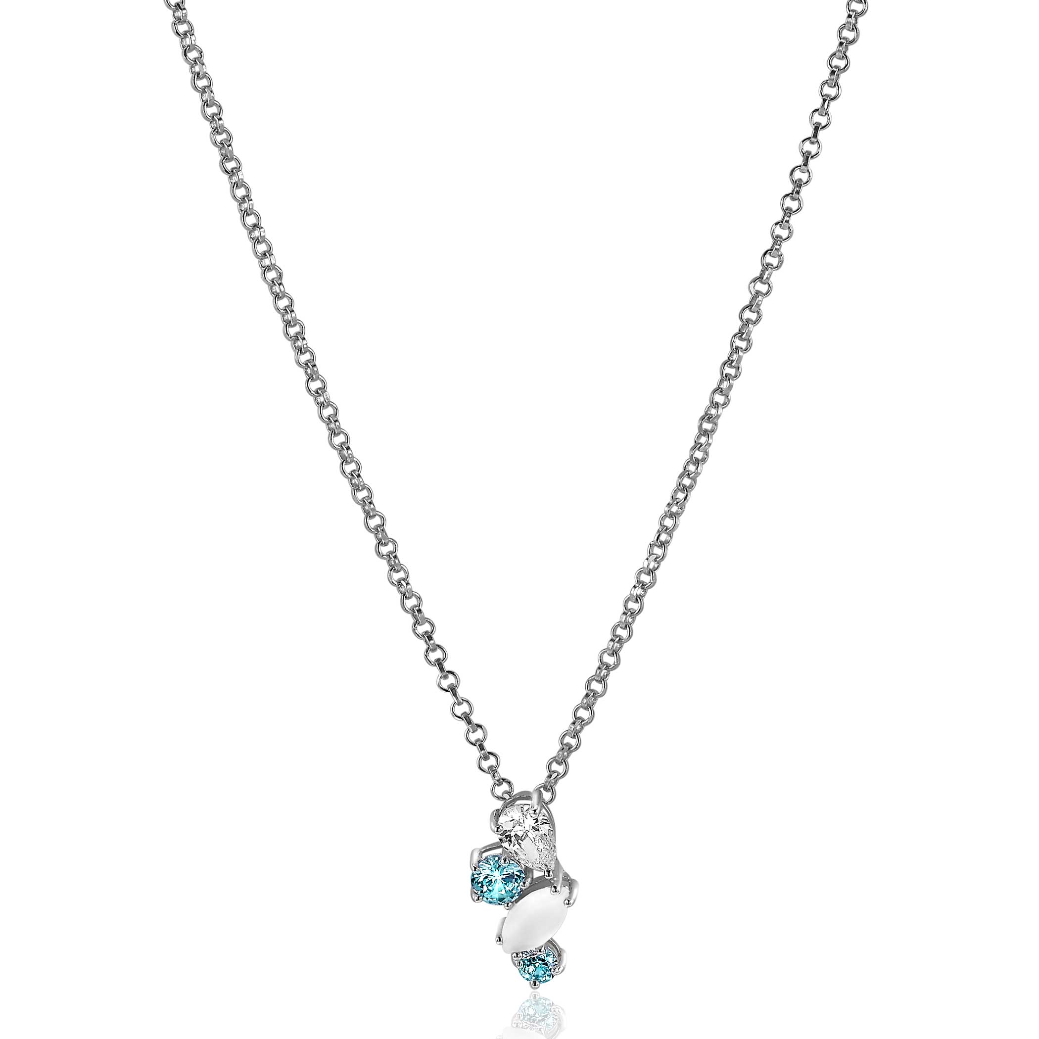 15mm ZINZI Sterling Silver Pendant Light Blue and White Zirconias ZIH2189 (excl. necklace)