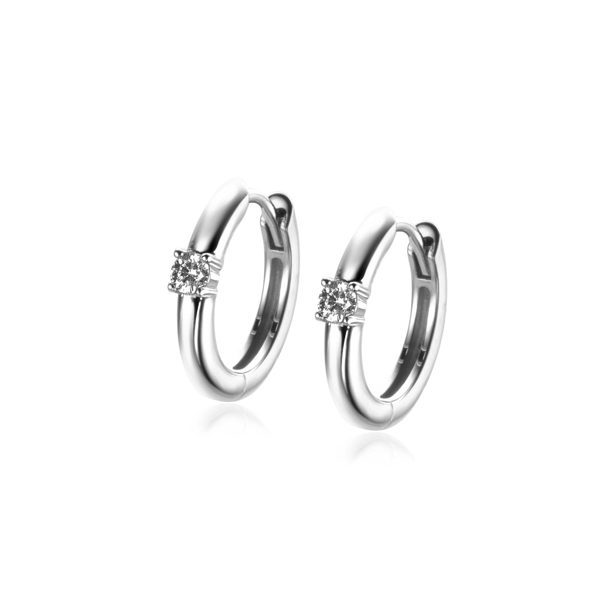 APRIL Hoop Earrings 13mm Sterling Silver with Birthstone Diamond White Zirconia