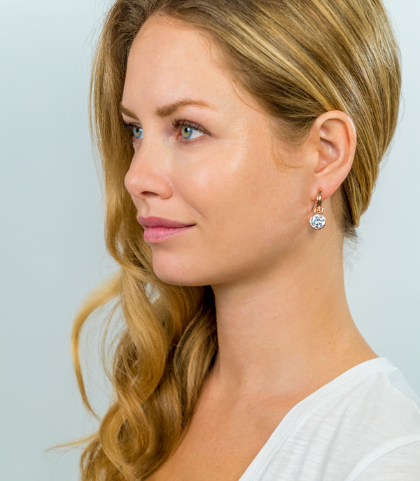 ZINZI Rose Plated Sterling Silver Earrings Pendants White ZICH186D (excl. hoop earrings)