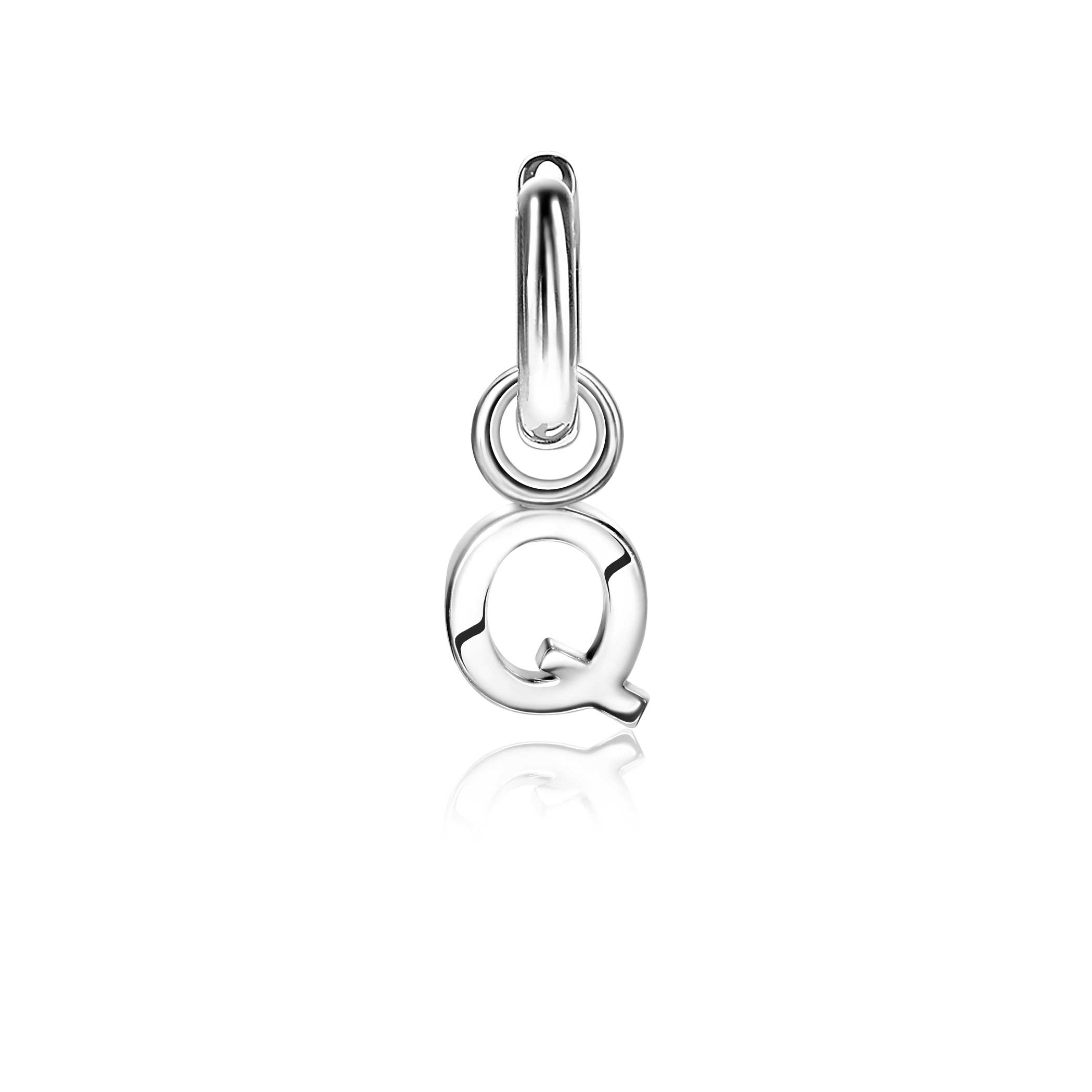 ZINZI Sterling Silver Letter Earrings Pendant Q price per piece ZICH2144Q (excl. hoop earrings)