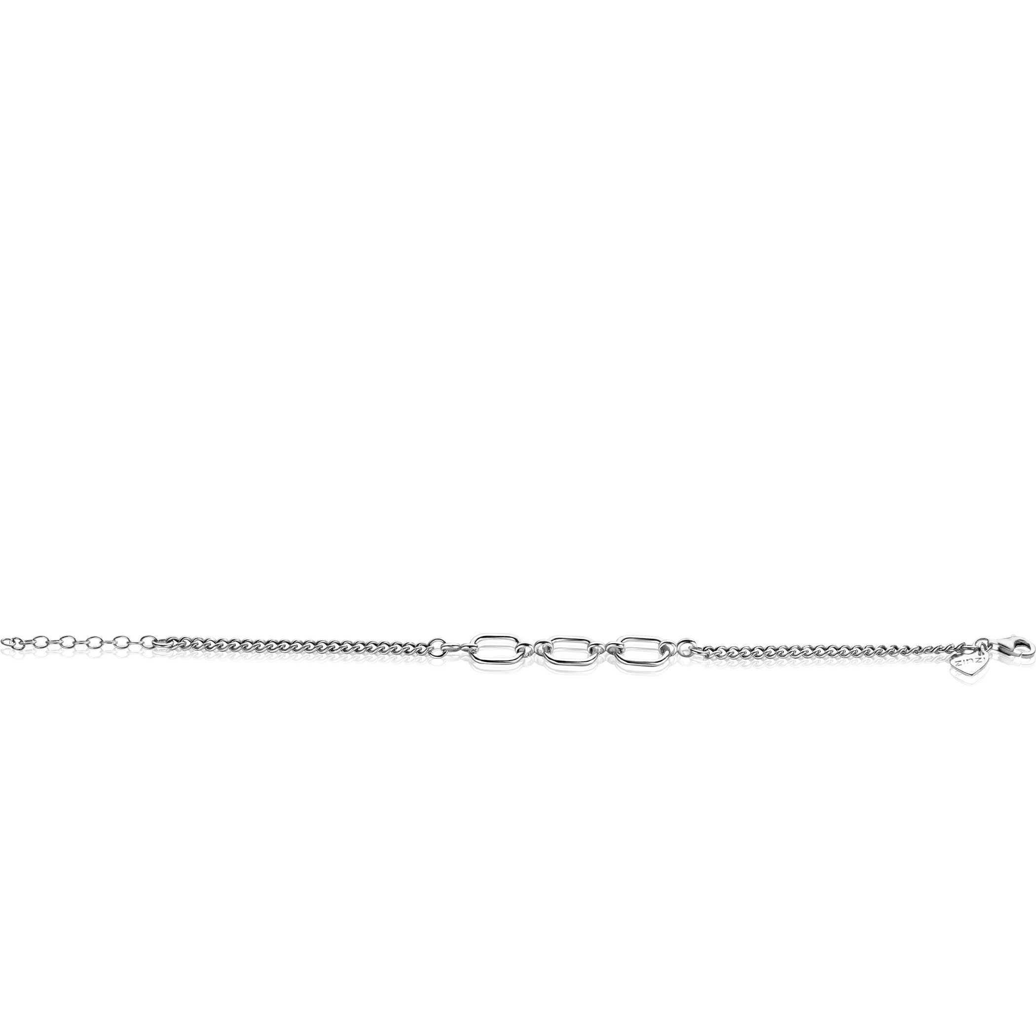 ZINZI Sterling Silver Chain Bracelet with 3 Oval Chains 16-19cm ZIA2419