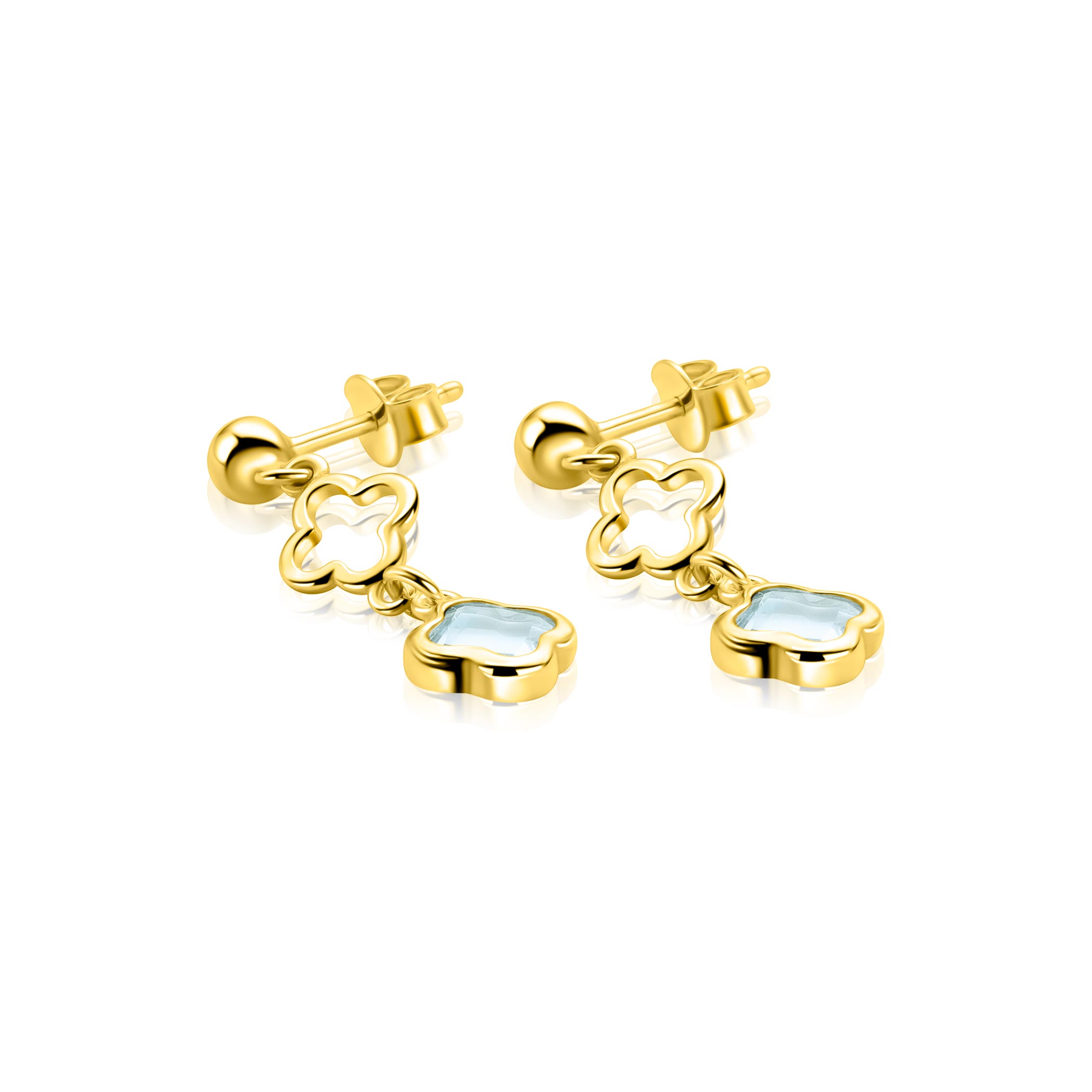 ZINZI zlv. oorstekers gg.verg. hangend klavers blauw