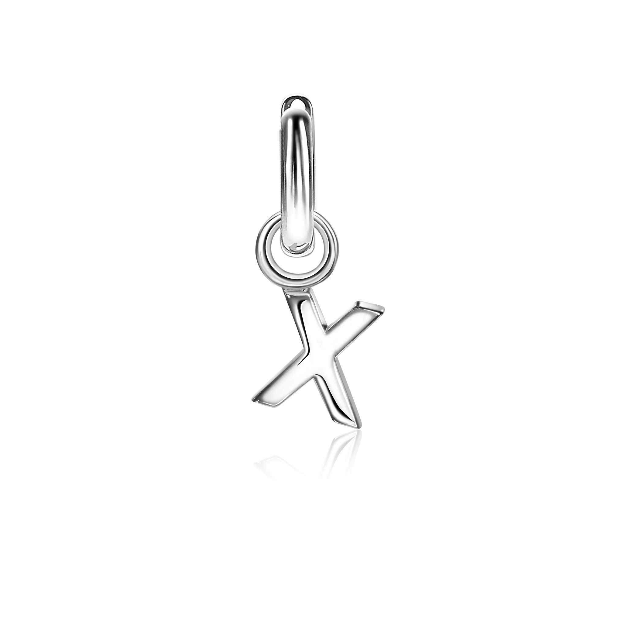 ZINZI Sterling Silver Letter Earrings Pendant X price per piece ZICH2144X (excl. hoop earrings)