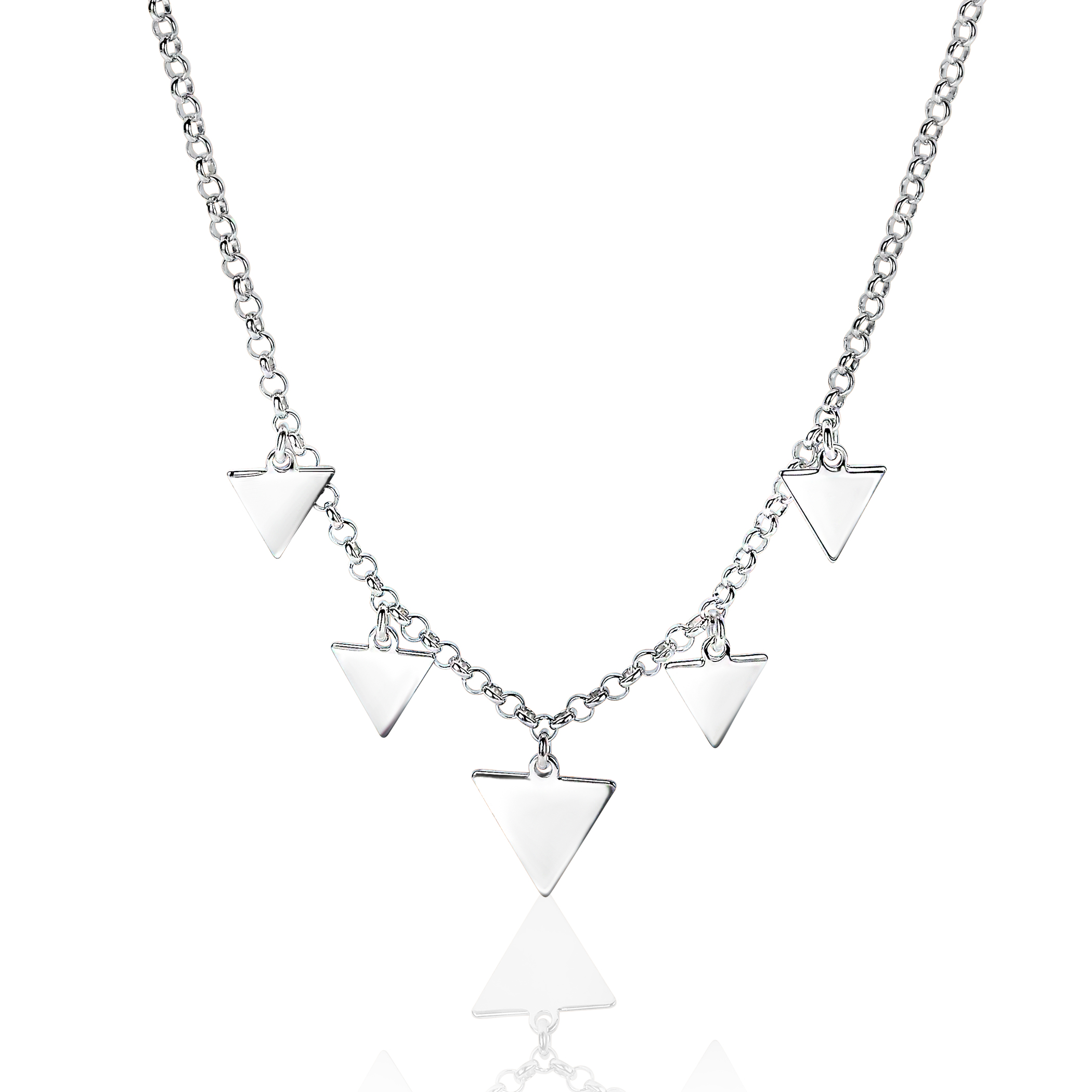 ZINZI Sterling Silver Fantasy Necklace with 5 Dangling Triangles 45cm ZIC1555