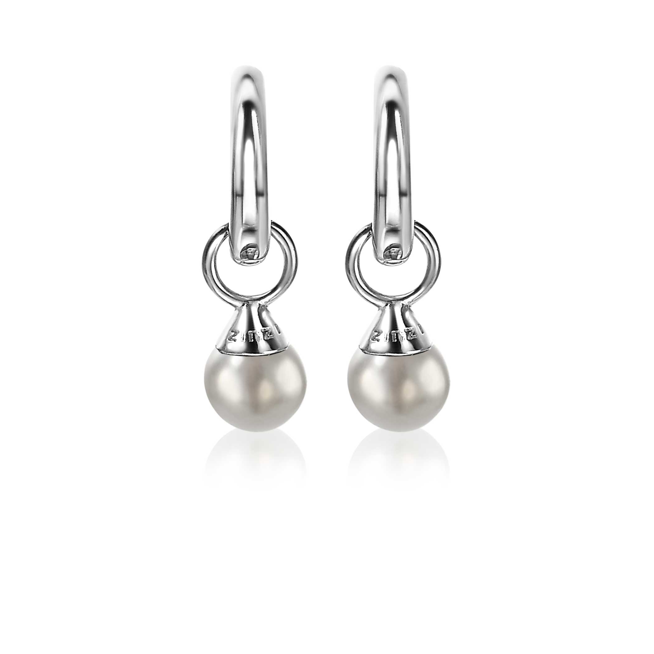 ZINZI Sterling Silver Earrings Pendants Pearls Light Grey ZICH1749LG (excl. hoop earrings)